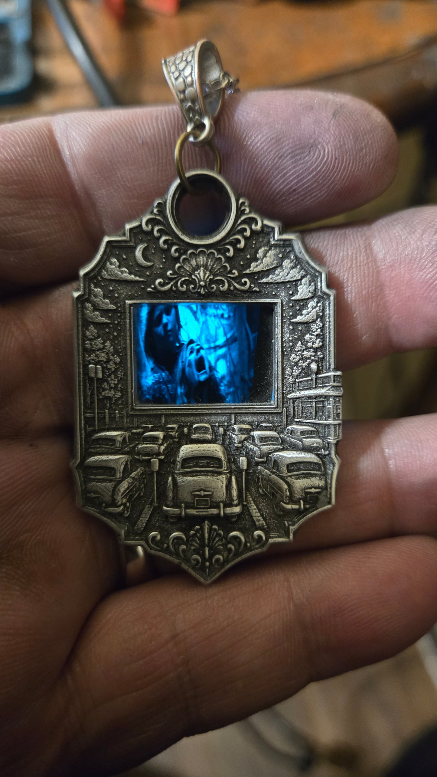 Custom Drive-In Theater Pendant – Real Halloween II 35mm Film Cell