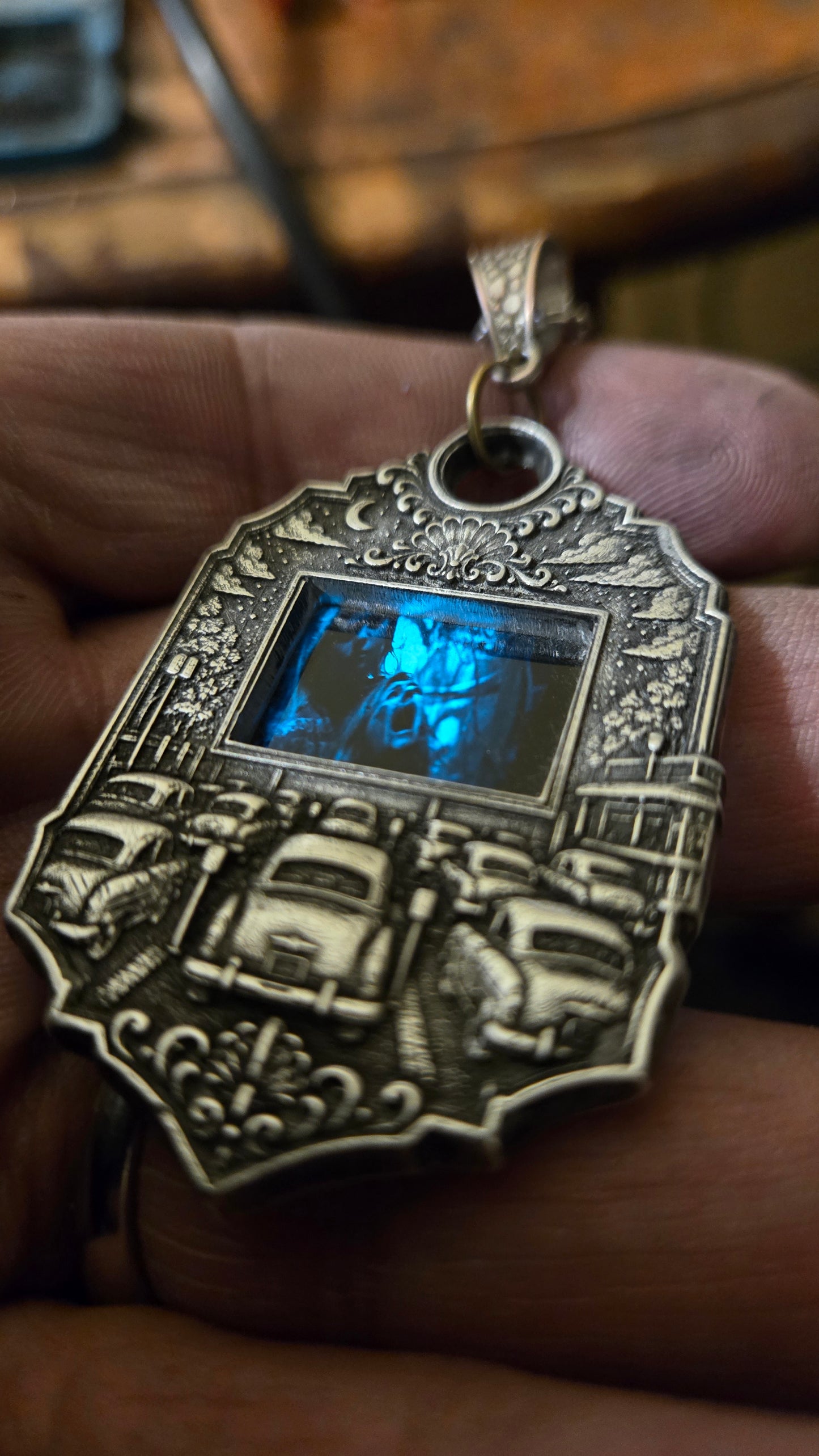 Custom Drive-In Theater Pendant – Real Halloween II 35mm Film Cell