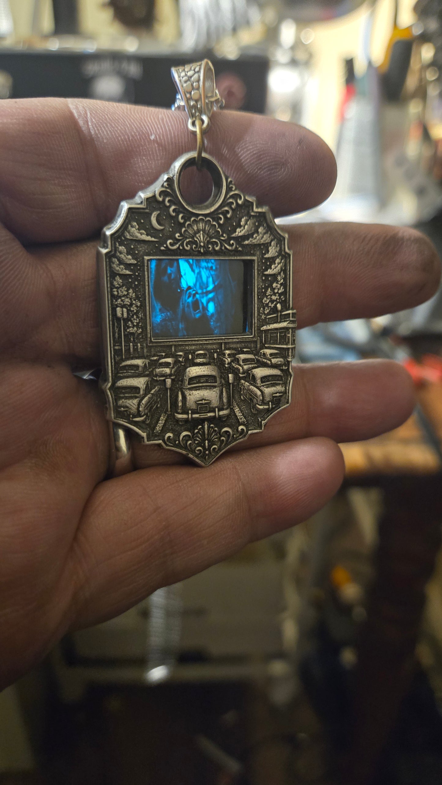 Custom Drive-In Theater Pendant – Real Halloween II 35mm Film Cell