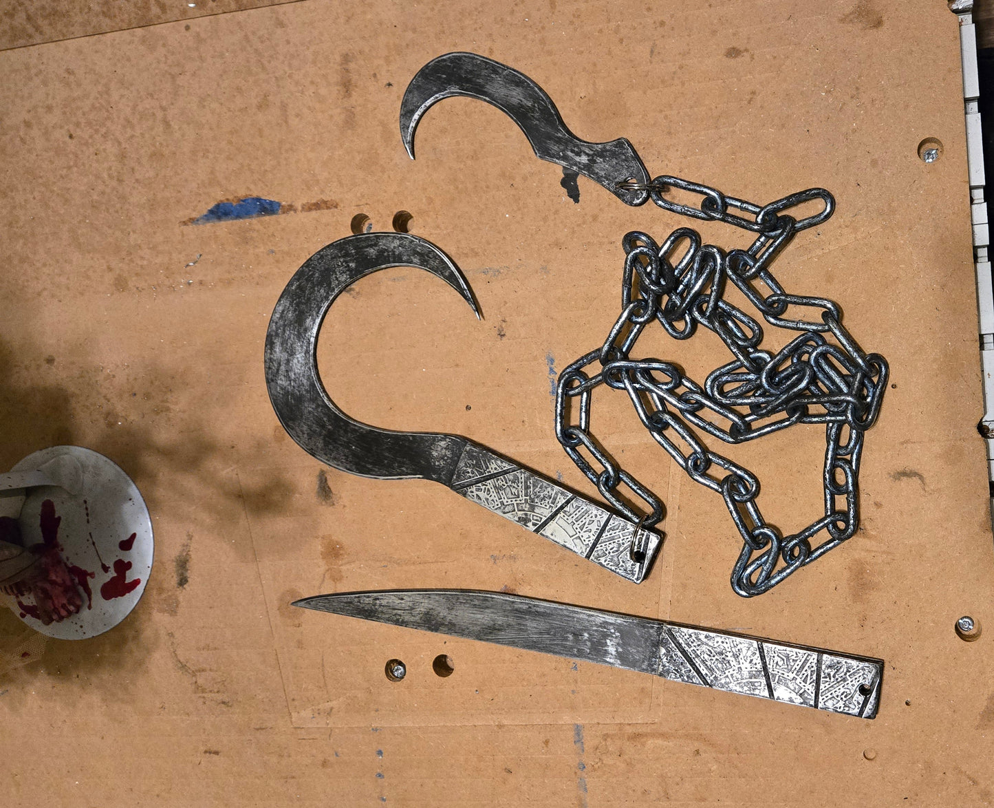 Chatterer Crescent Blade & Hooked Chain Whip – Hellraiser Inspired Collector Prop