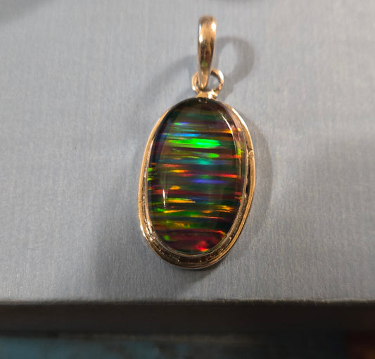 Black Opal Triplet Pendant – Sterling Silver