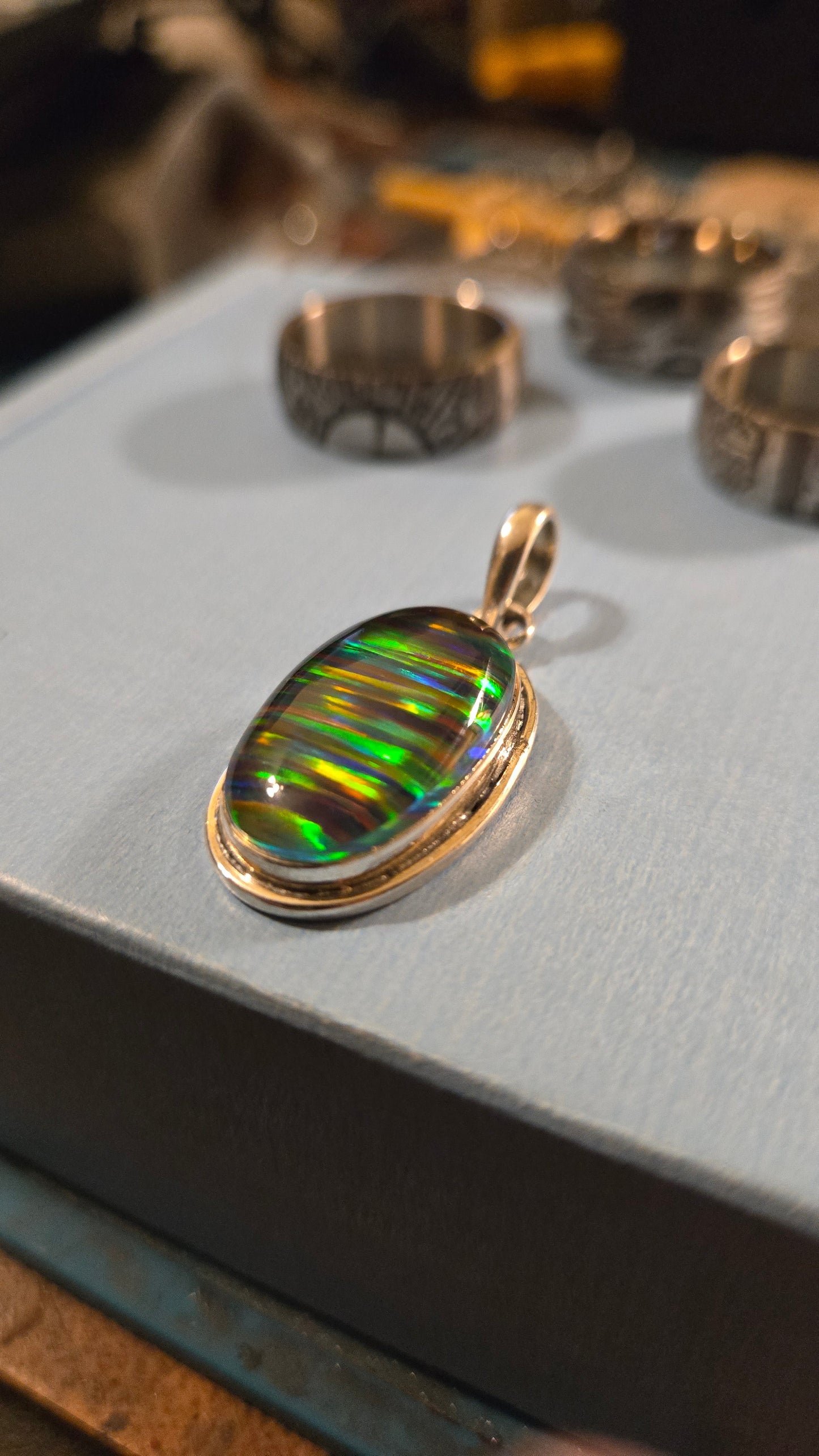 Black Opal Triplet Pendant – Sterling Silver