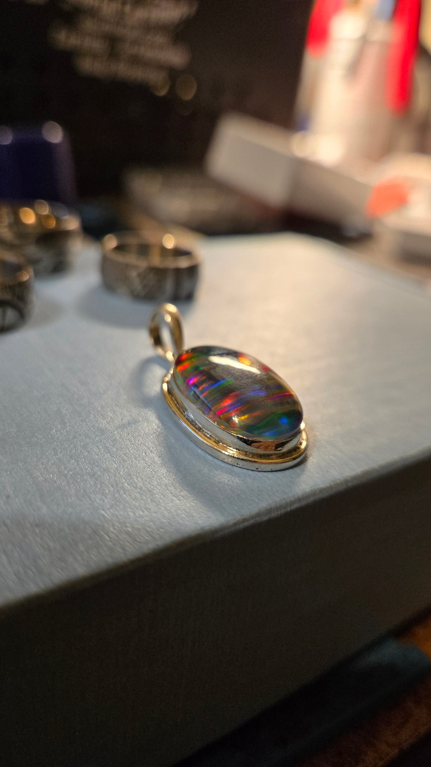 Black Opal Triplet Pendant – Sterling Silver