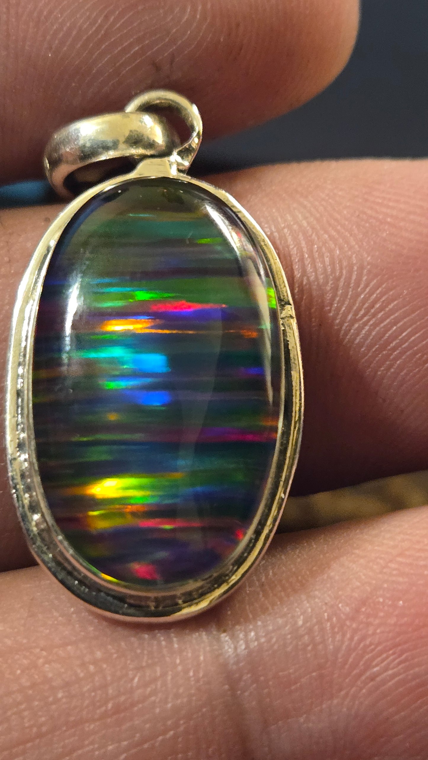 Black Opal Triplet Pendant – Sterling Silver