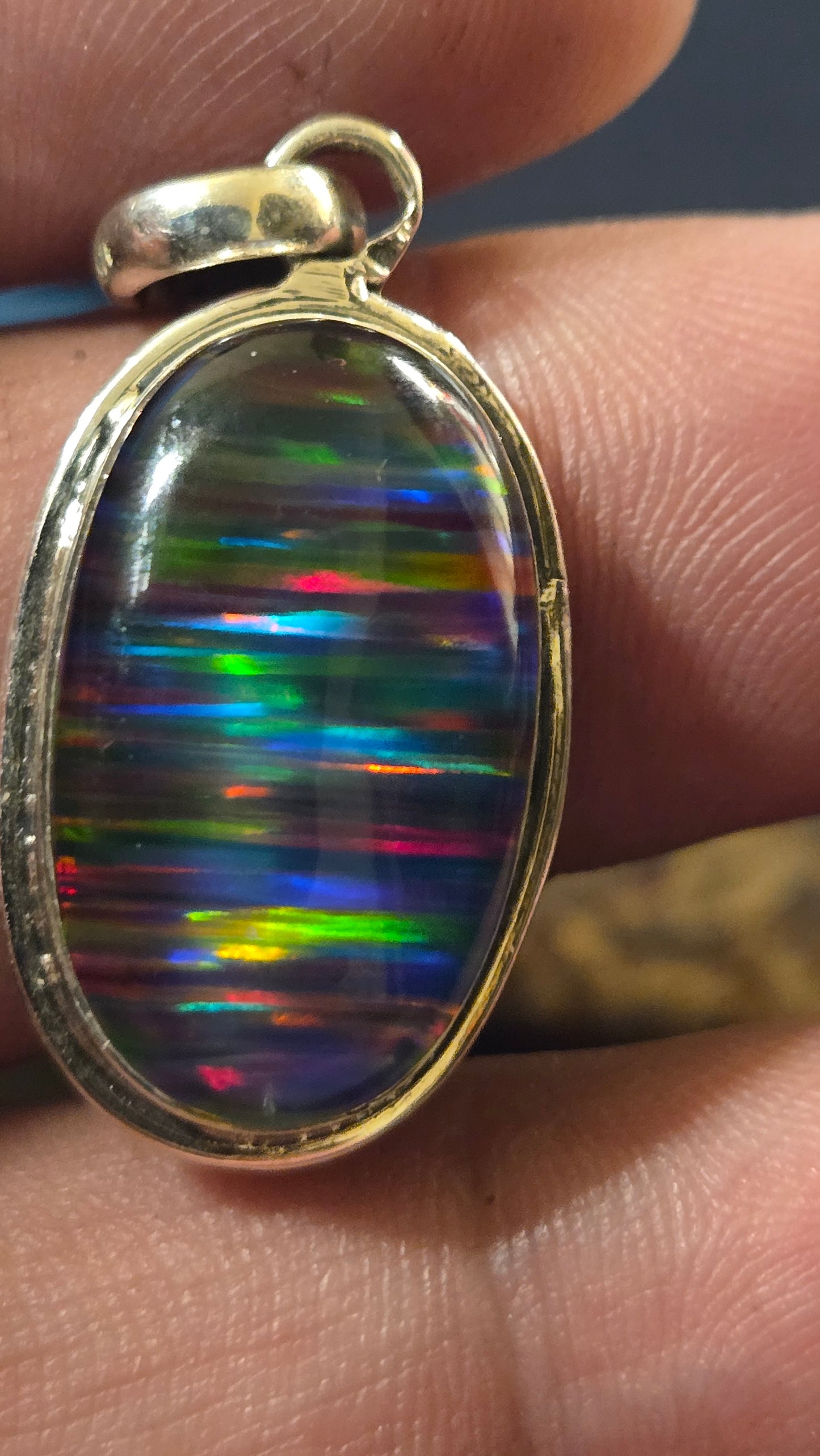 Black Opal Triplet Pendant – Sterling Silver