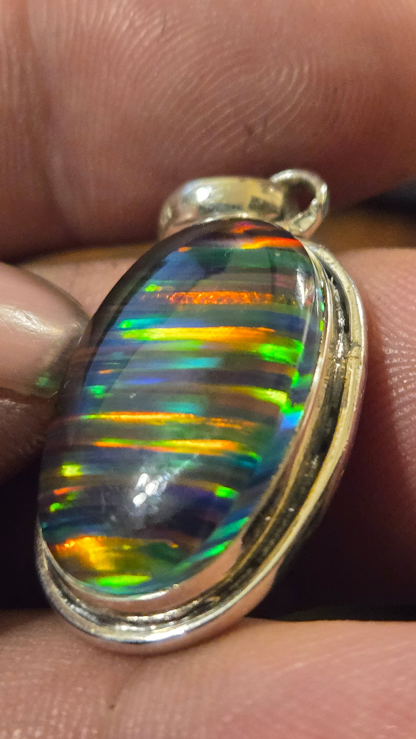 Black Opal Triplet Pendant – Sterling Silver