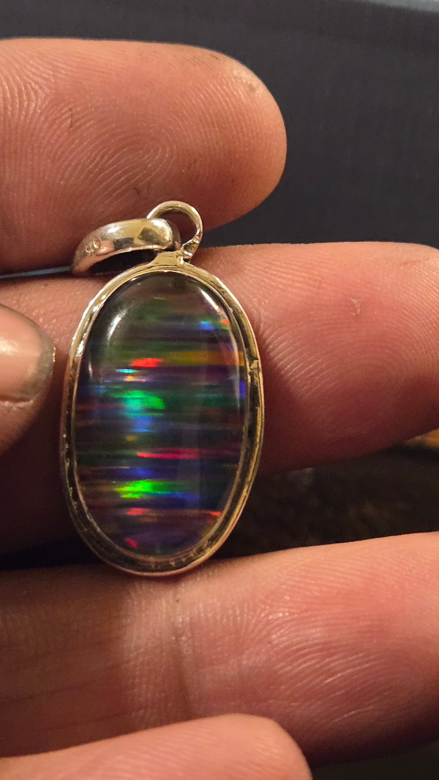 Black Opal Triplet Pendant – Sterling Silver