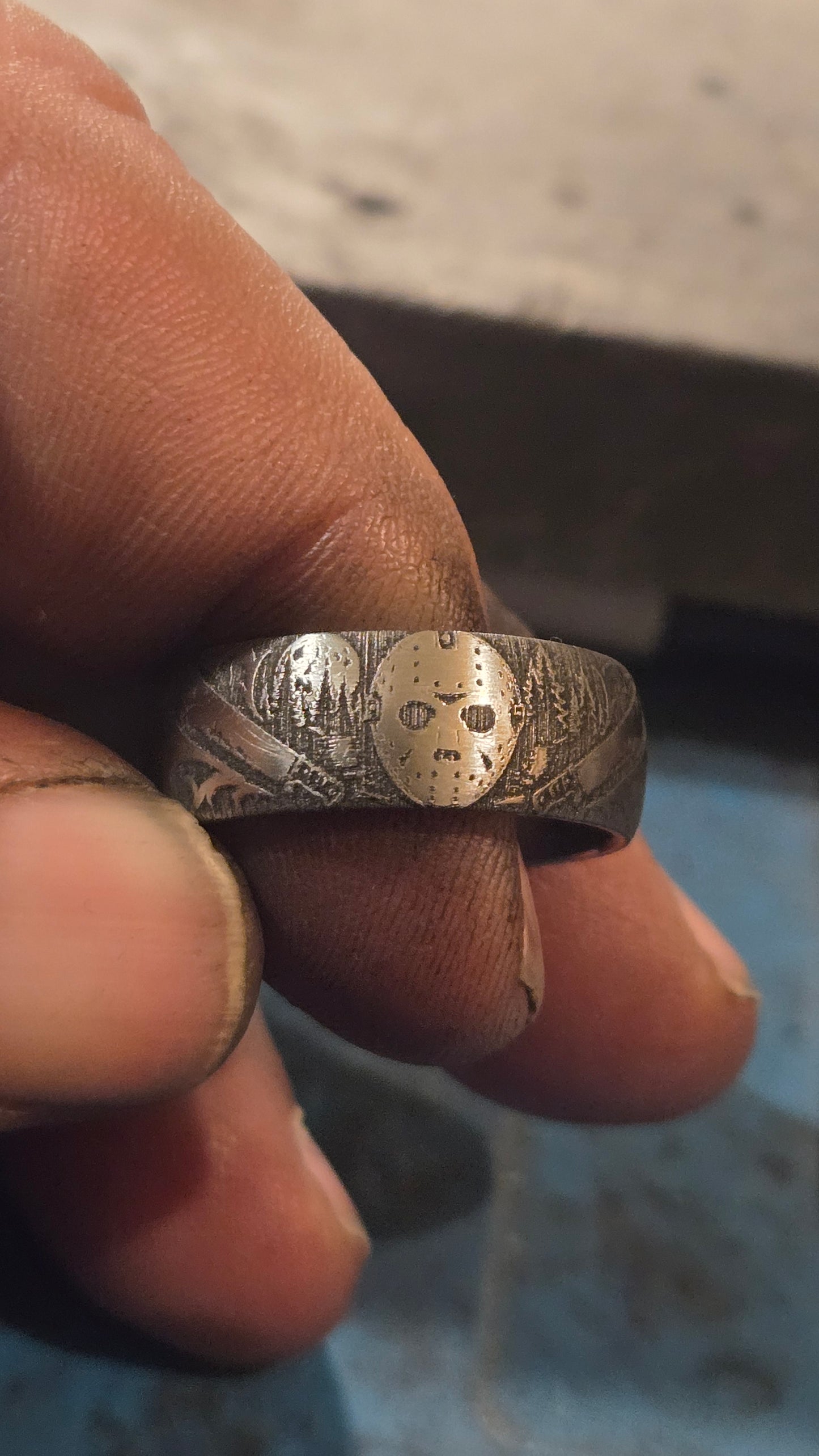Jason Inspired Horror Ring – Handmade 316L Stainless Steel Ring Pre-order for next weeks batch