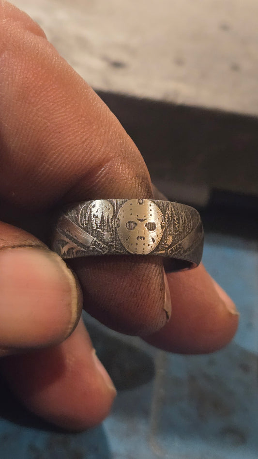 Jason Inspired Horror Ring – Handmade 316L Stainless Steel Ring Pre-order for next weeks batch
