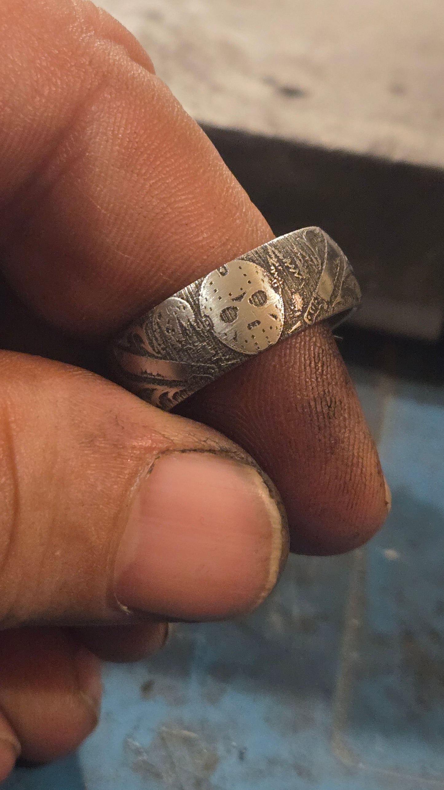 Jason Inspired Horror Ring – Handmade 316L Stainless Steel Ring Pre-order for next weeks batch