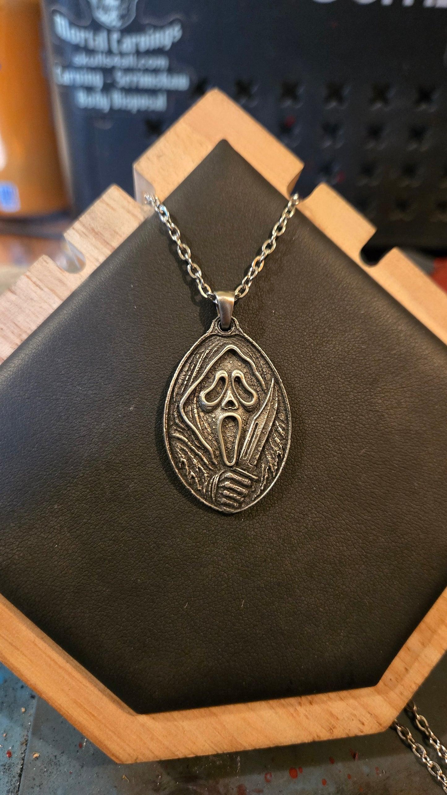 Ghostface Inspired Pendant Necklace - Pre-Order for next weeks batch