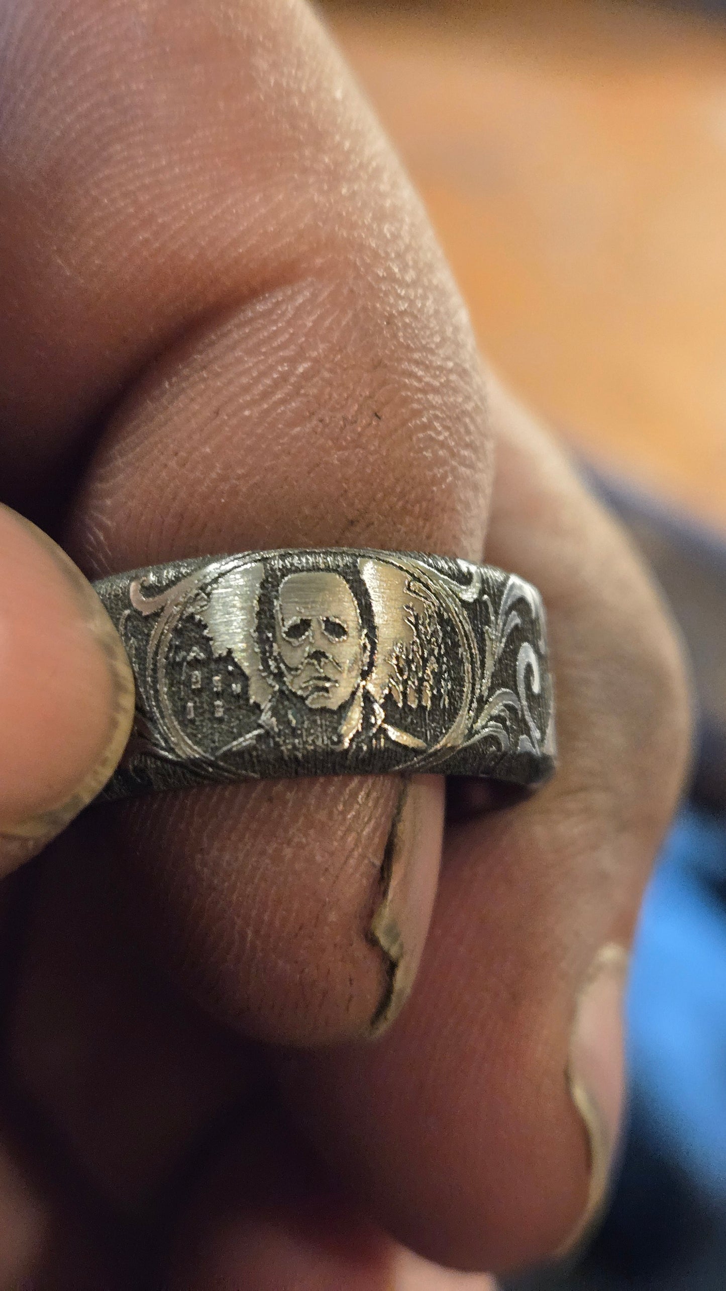 Michael Myers Engraved Flat Ring – 316L Surgical Steel