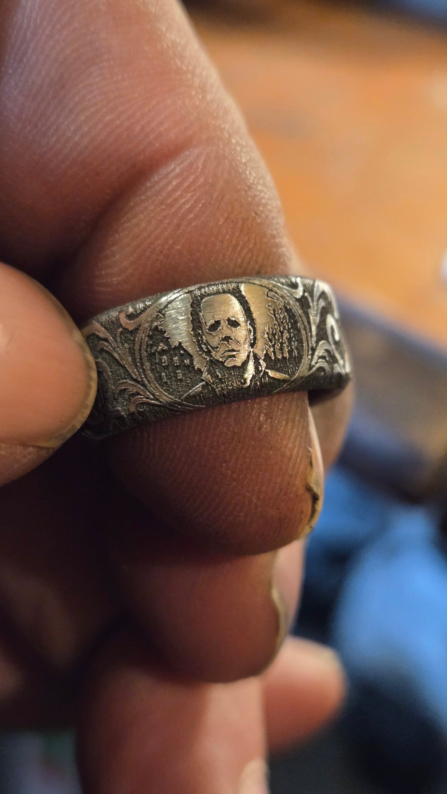 Michael Myers Engraved Flat Ring – 316L Surgical Steel