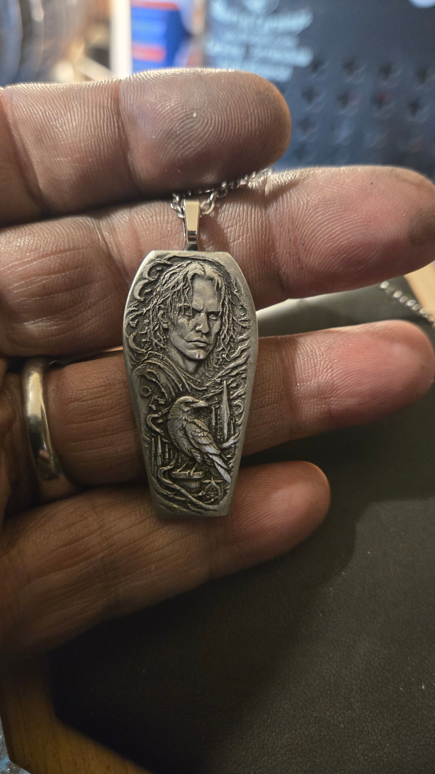 The Crow Inspired Coffin Pendant – Handmade Gothic Raven Necklace