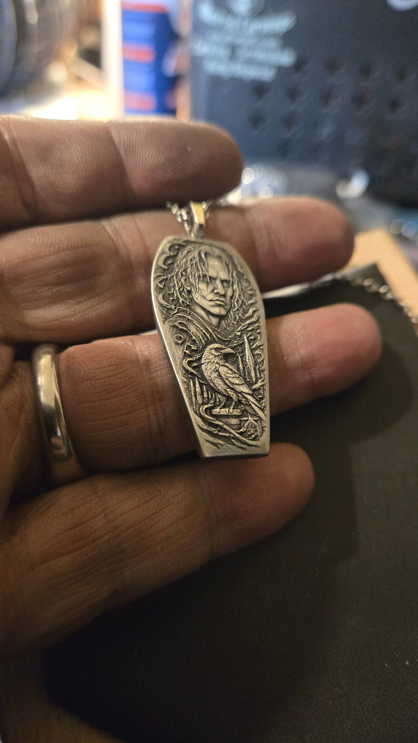 The Crow Inspired Coffin Pendant – Handmade Gothic Raven Necklace