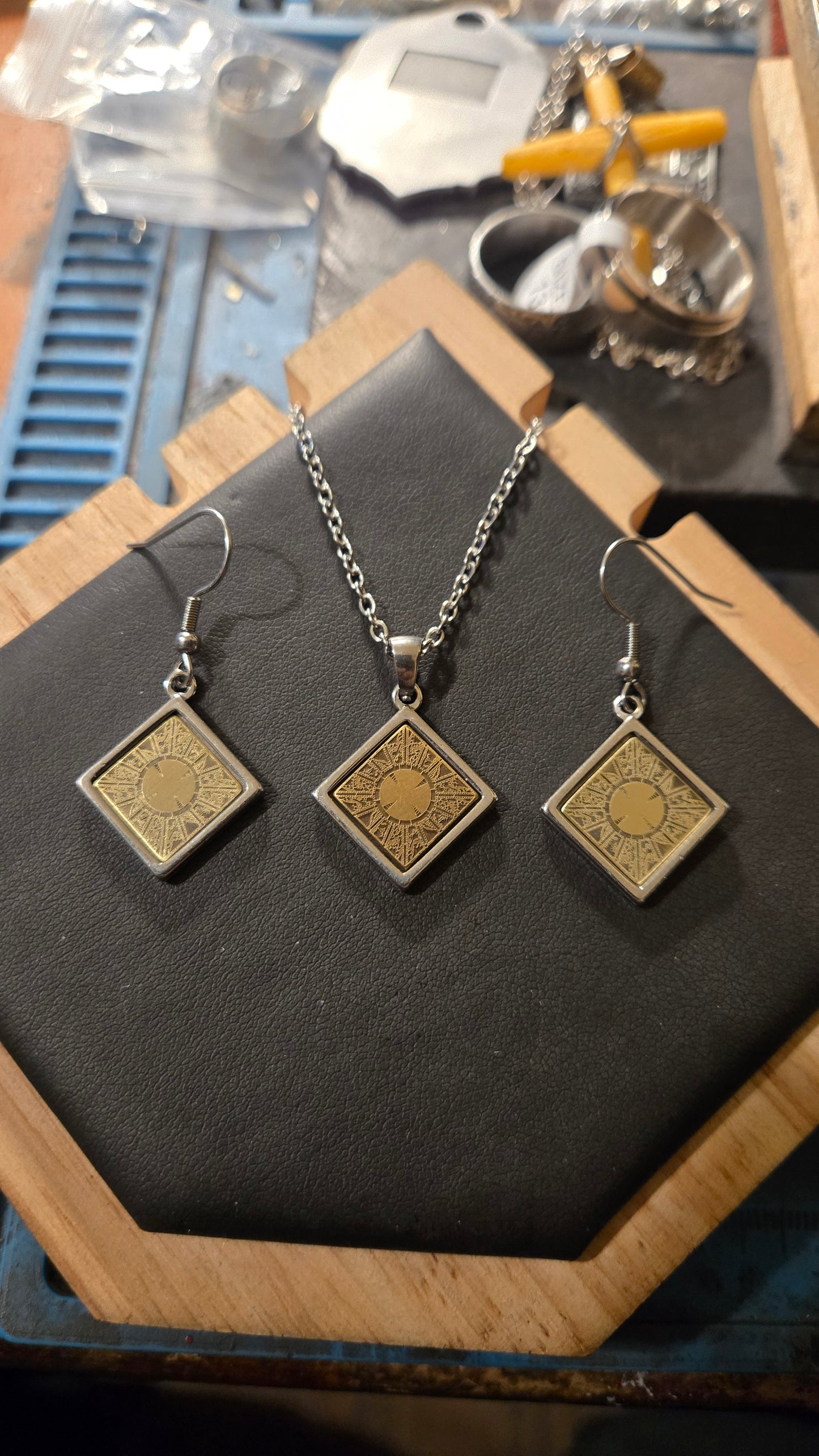 Handmade Lament Configuration Jewelry Set – 12mm Pendant & Matching Earrings