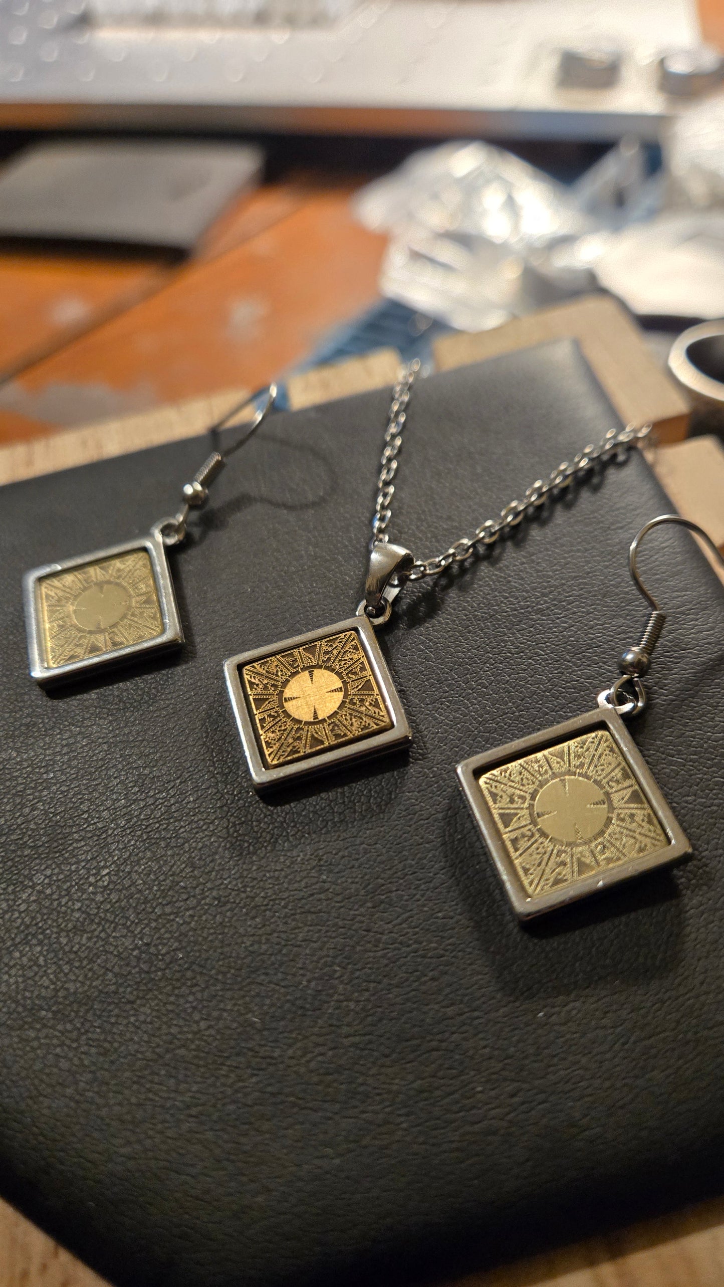 Handmade Lament Configuration Jewelry Set – 12mm Pendant & Matching Earrings
