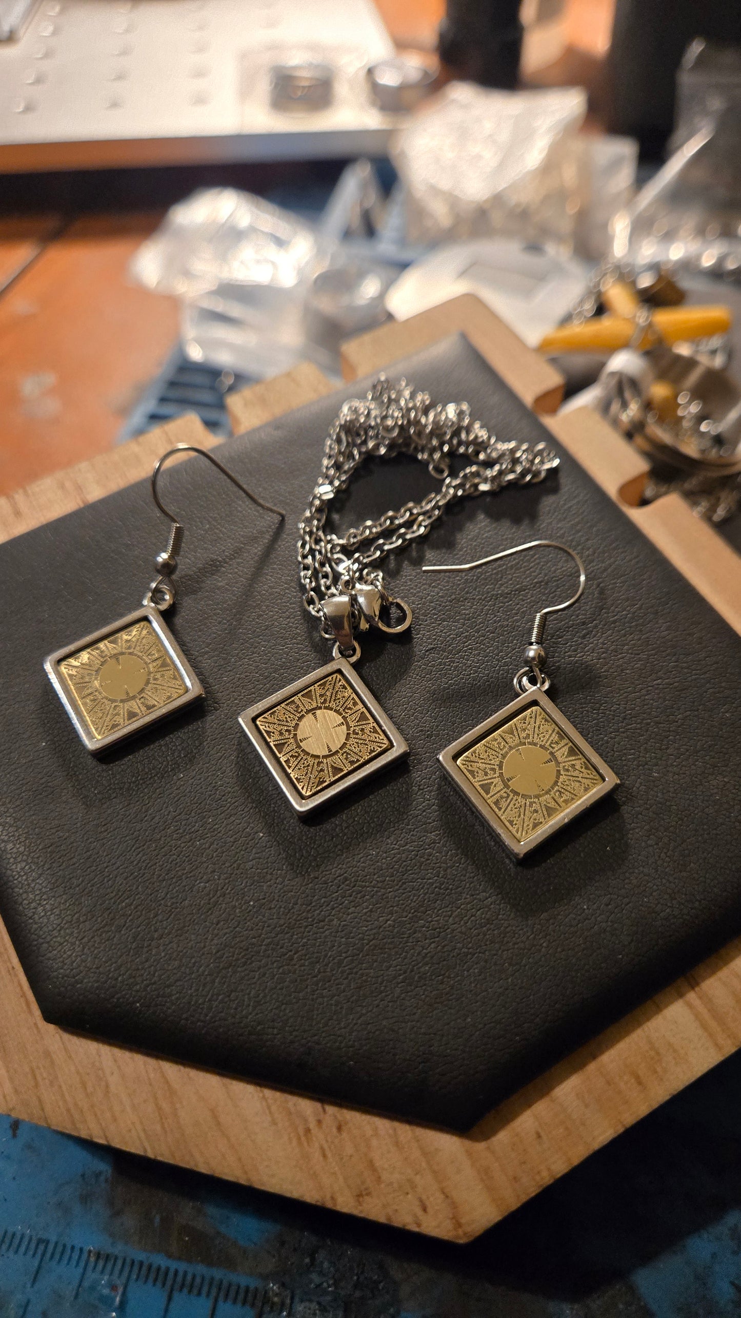 Handmade Lament Configuration Jewelry Set – 12mm Pendant & Matching Earrings