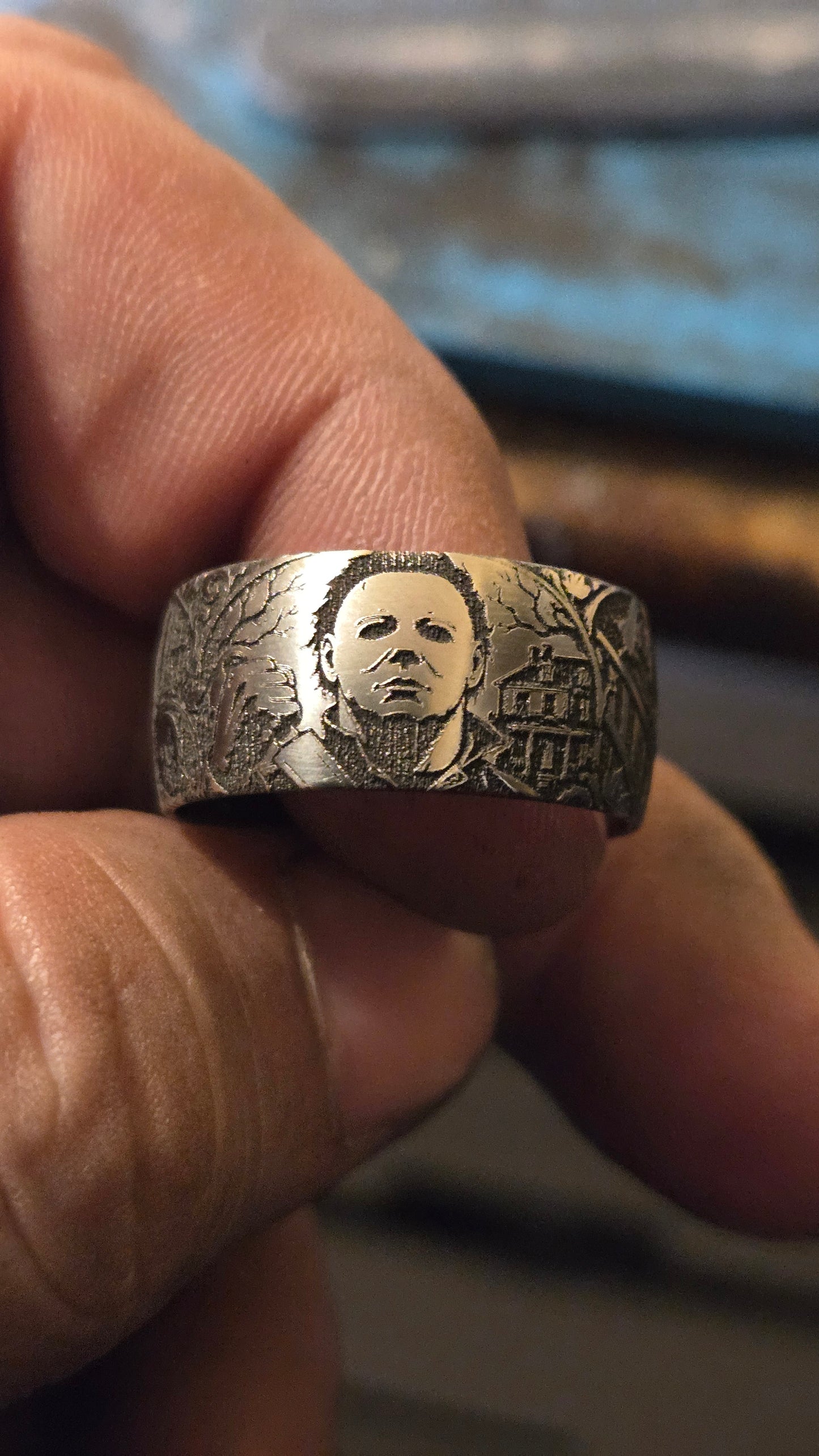 Michael Myers Halloween Ring – Handmade 12mm Wide