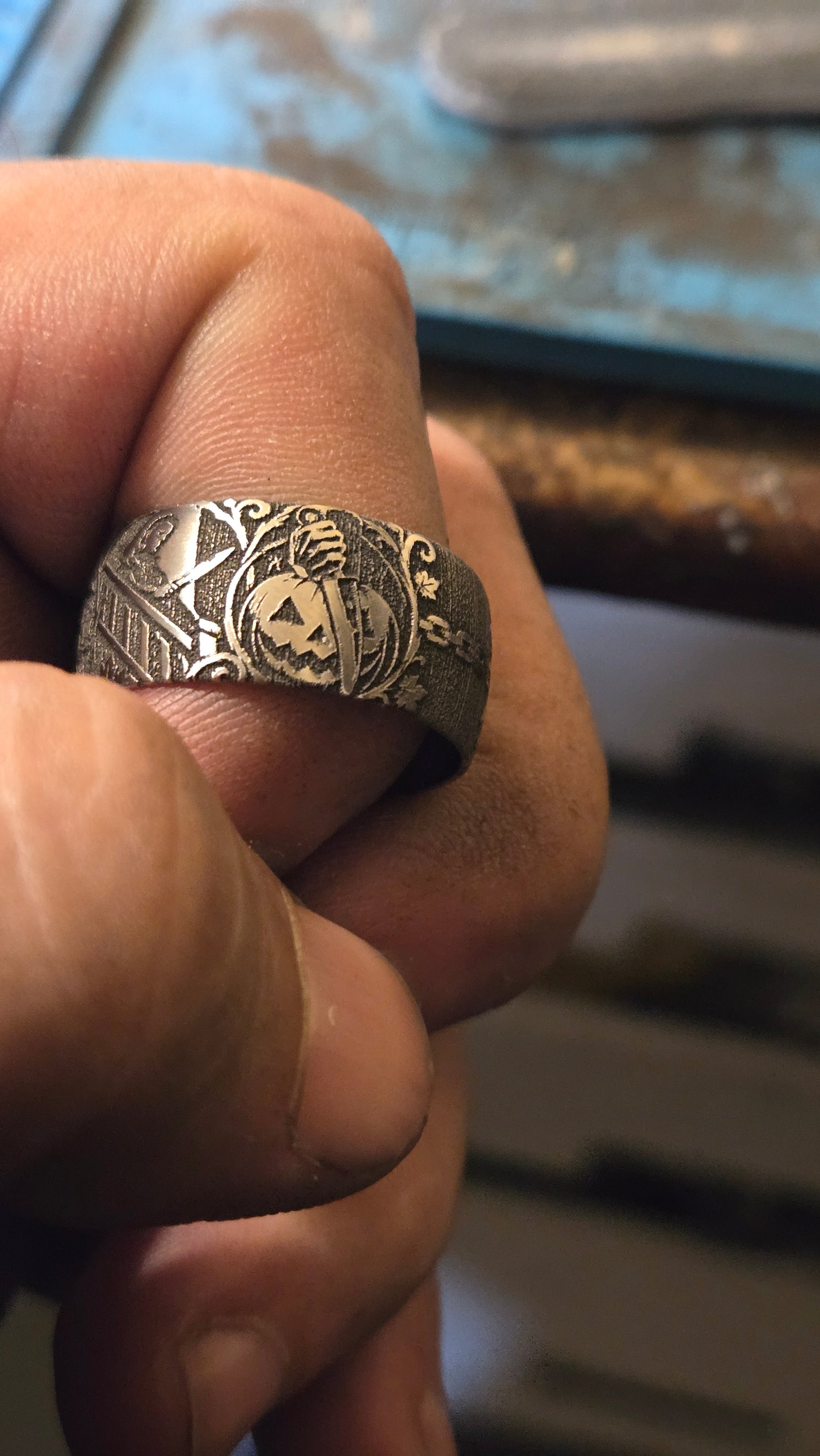 Michael Myers Halloween Ring – Handmade 12mm Wide