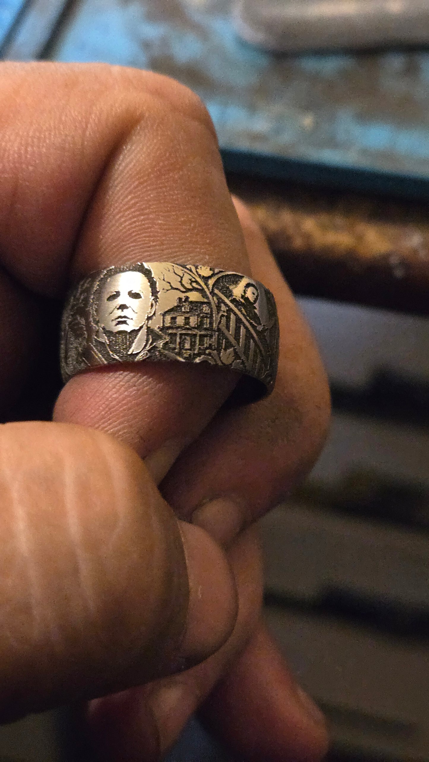 Michael Myers Halloween Ring – Handmade 12mm Wide