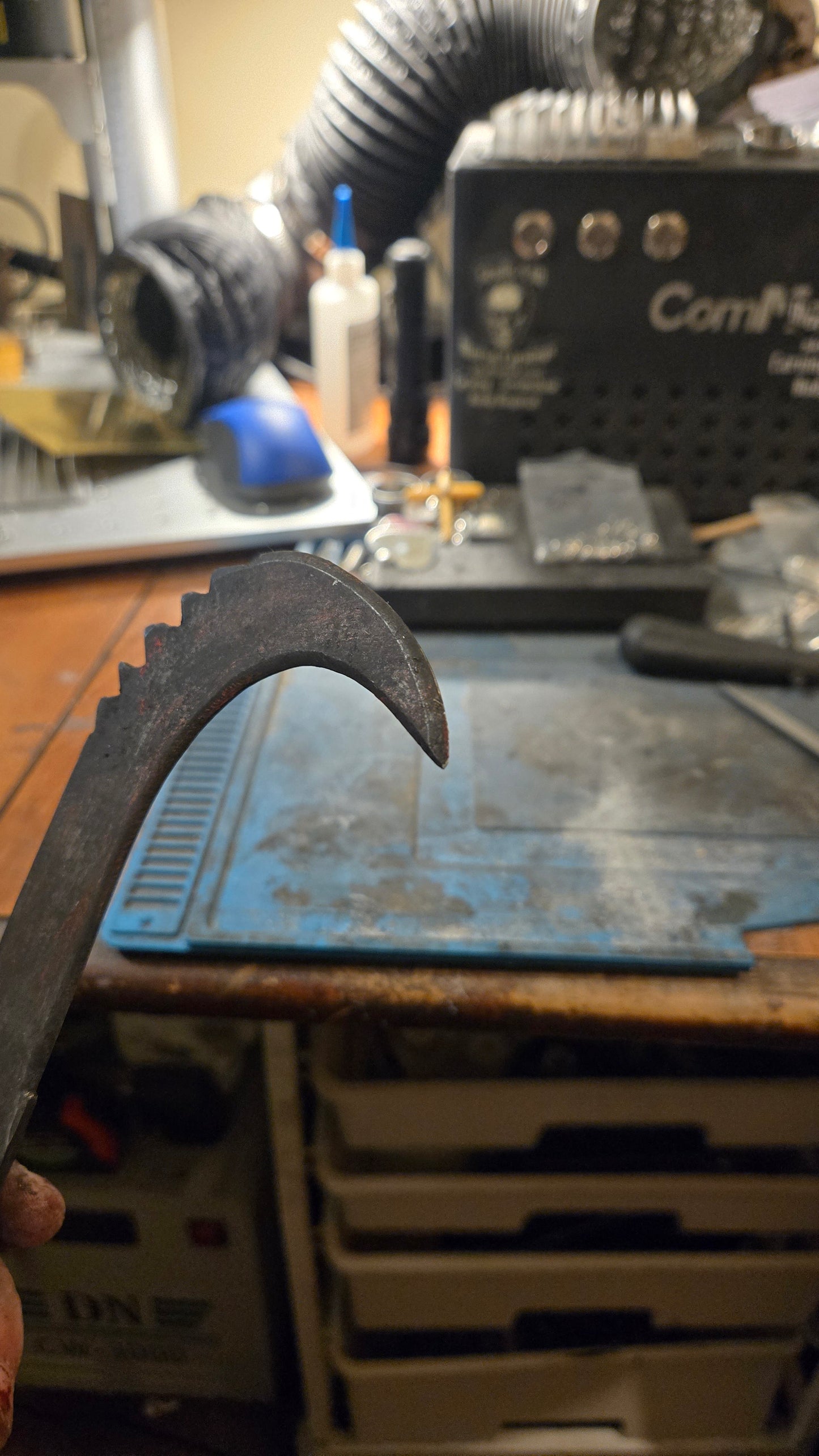 HELLRAISER INSPIRED PINHEAD HOOKED SAW BLADE – HANDMADE HORROR DISPLAY PIECE
