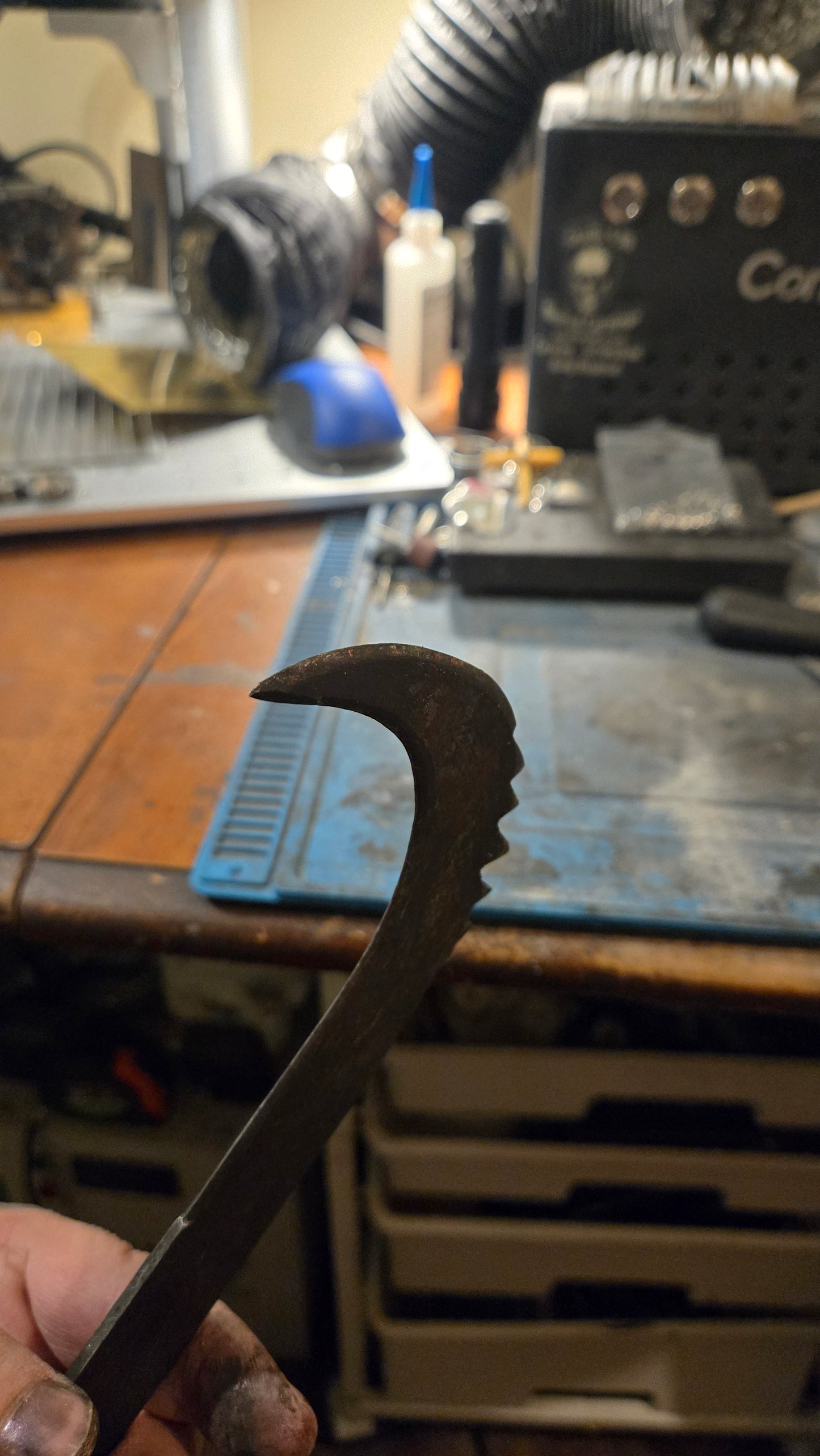 HELLRAISER INSPIRED PINHEAD HOOKED SAW BLADE – HANDMADE HORROR DISPLAY PIECE