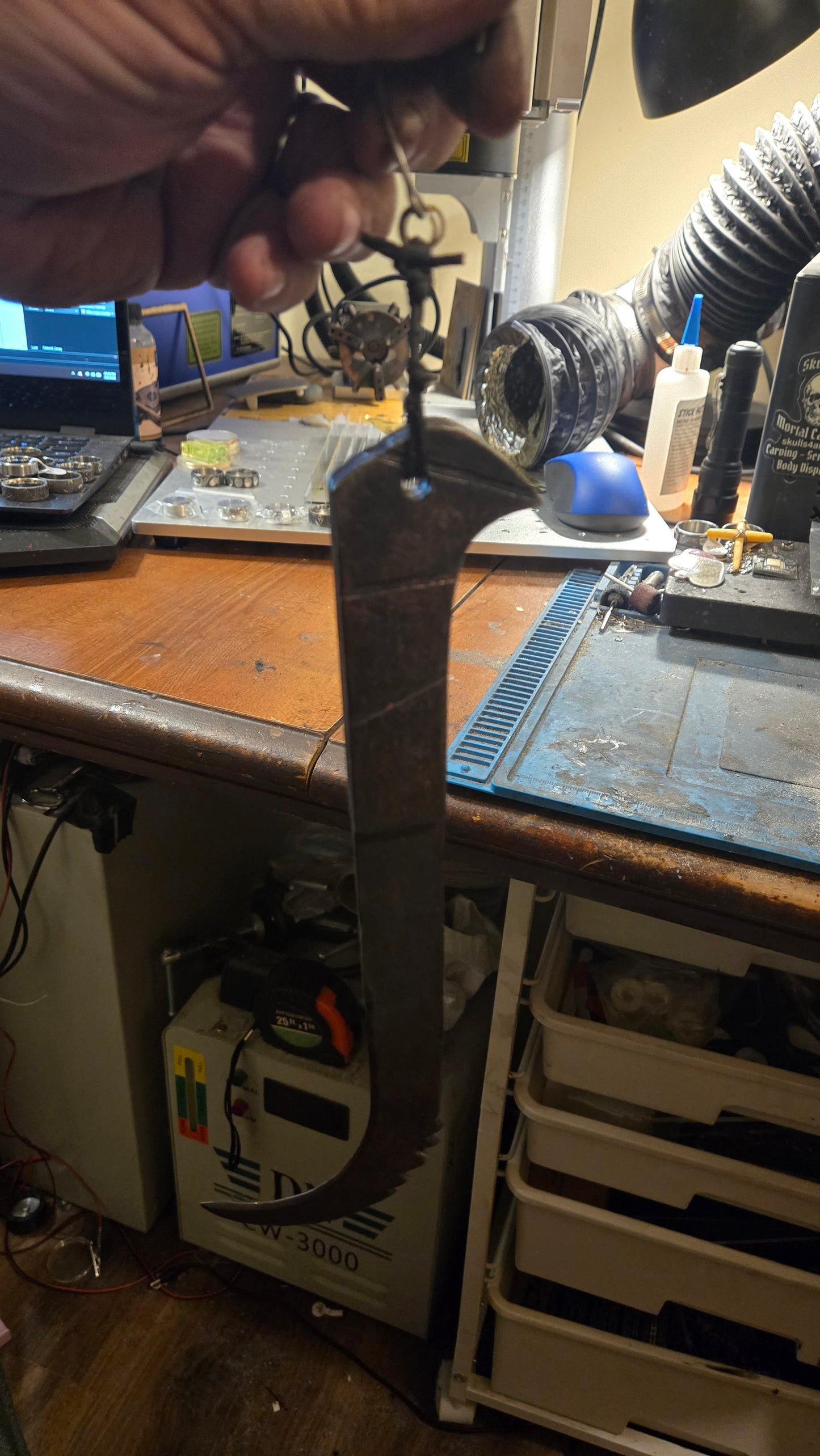 HELLRAISER INSPIRED PINHEAD HOOKED SAW BLADE – HANDMADE HORROR DISPLAY PIECE