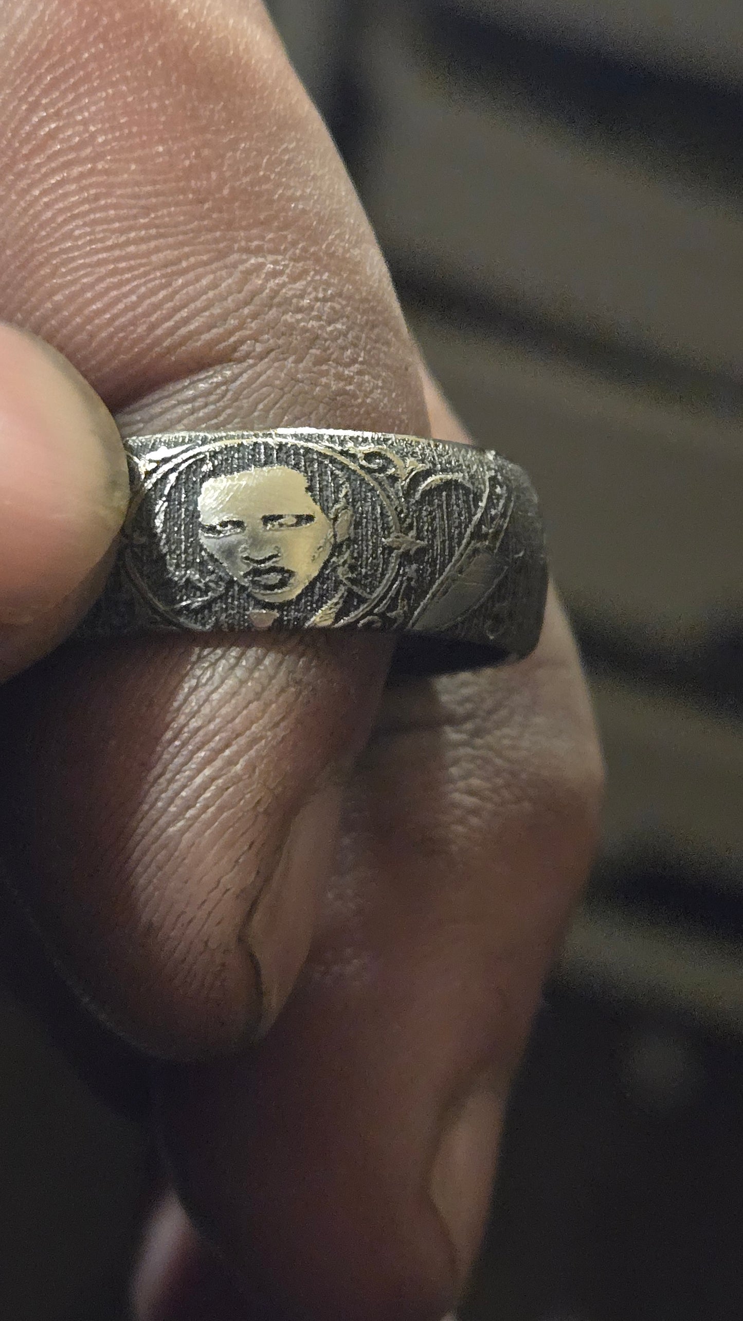 MARILYN MANSON THEMED RING – DEEP ENGRAVED & HAND AGED