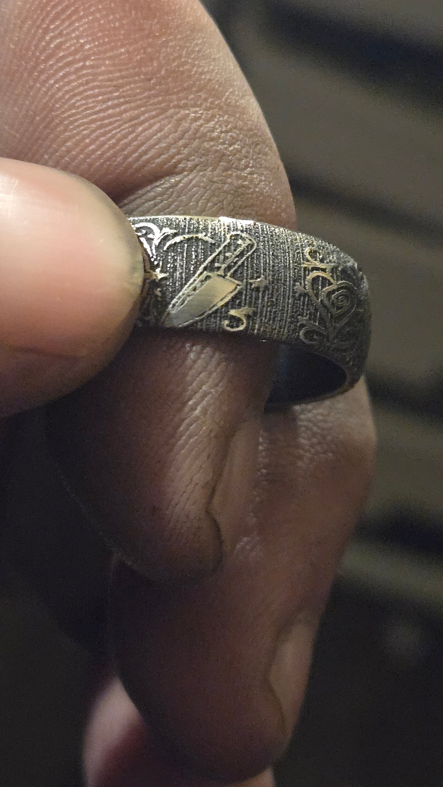 MARILYN MANSON THEMED RING – DEEP ENGRAVED & HAND AGED