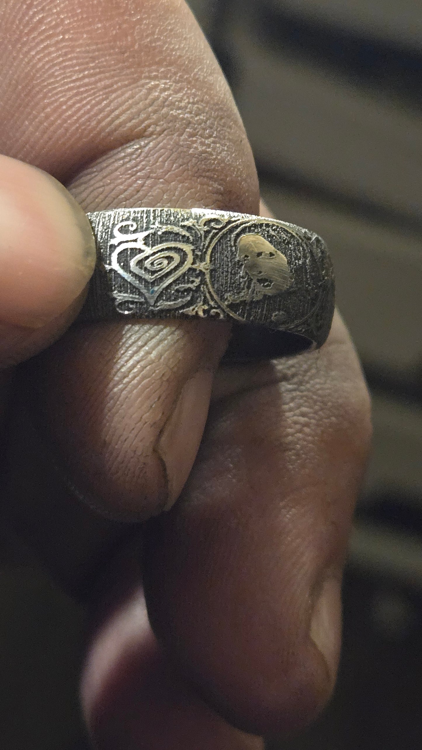 MARILYN MANSON THEMED RING – DEEP ENGRAVED & HAND AGED