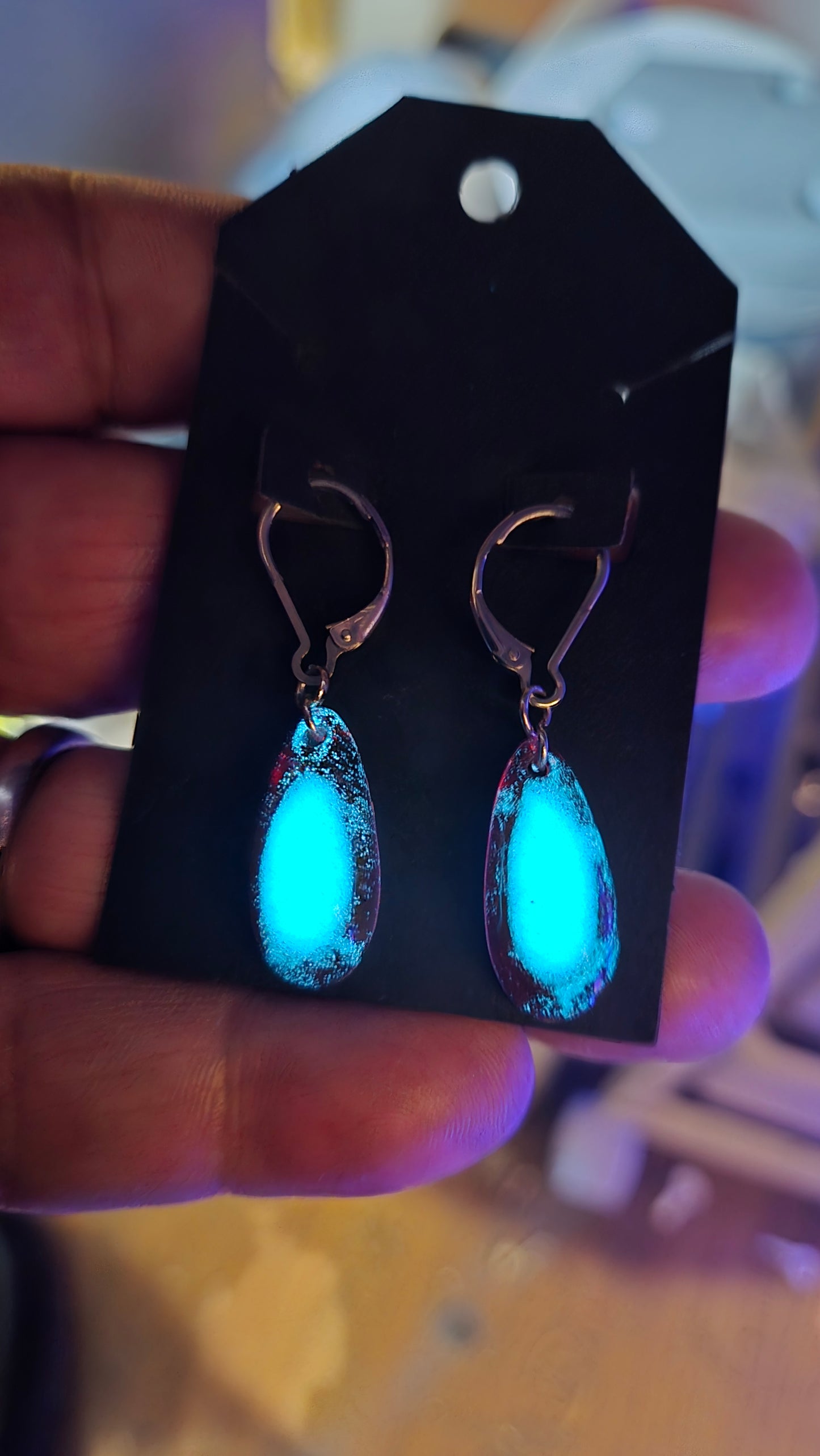 Galaxy’s Eye – Handmade Glow Resin Earrings