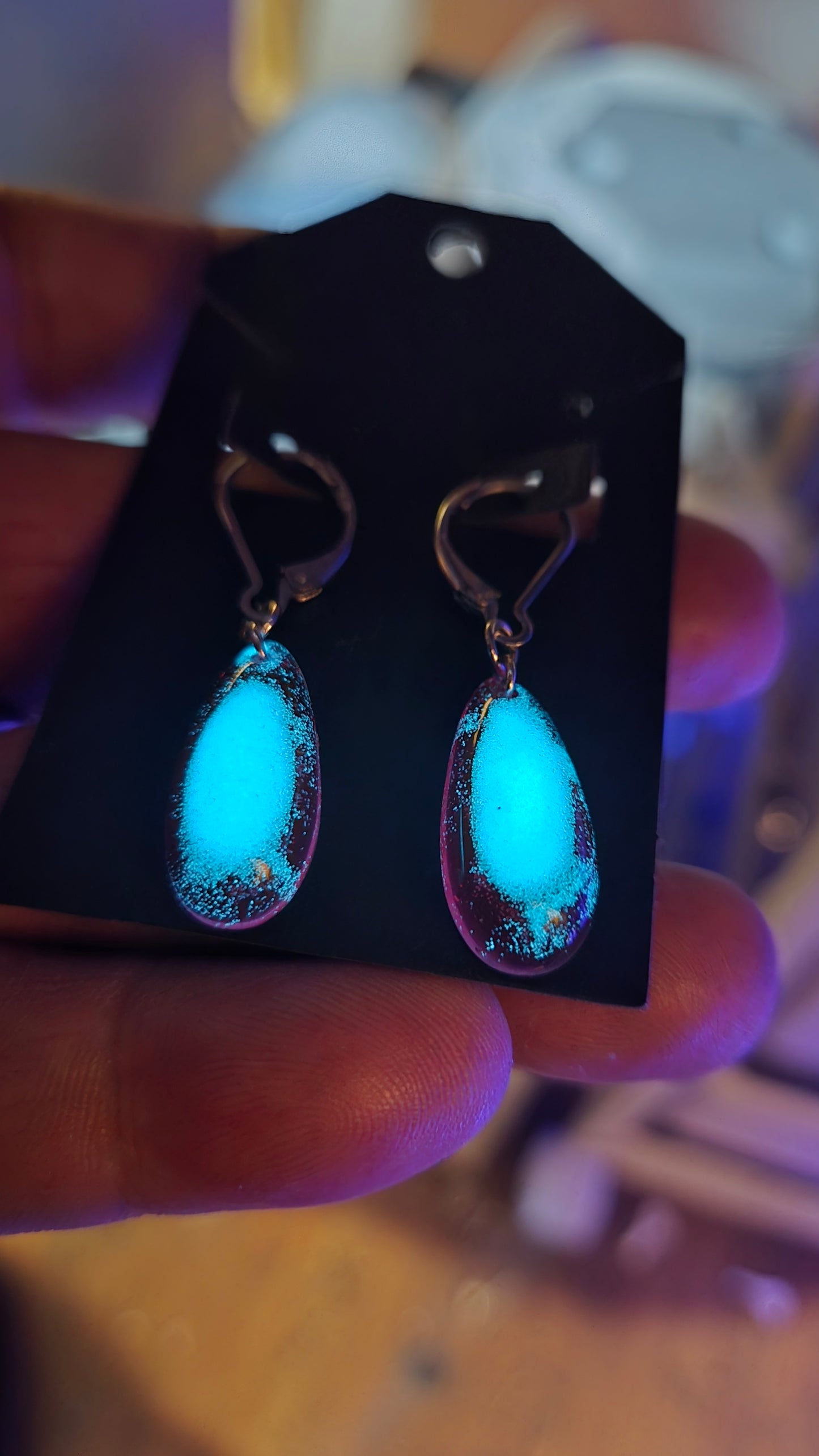Galaxy’s Eye – Handmade Glow Resin Earrings