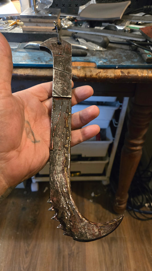 HELLRAISER INSPIRED BLOODY PINHEAD HOOKED SAW BLADE – HANDMADE HORROR DISPLAY PIECE