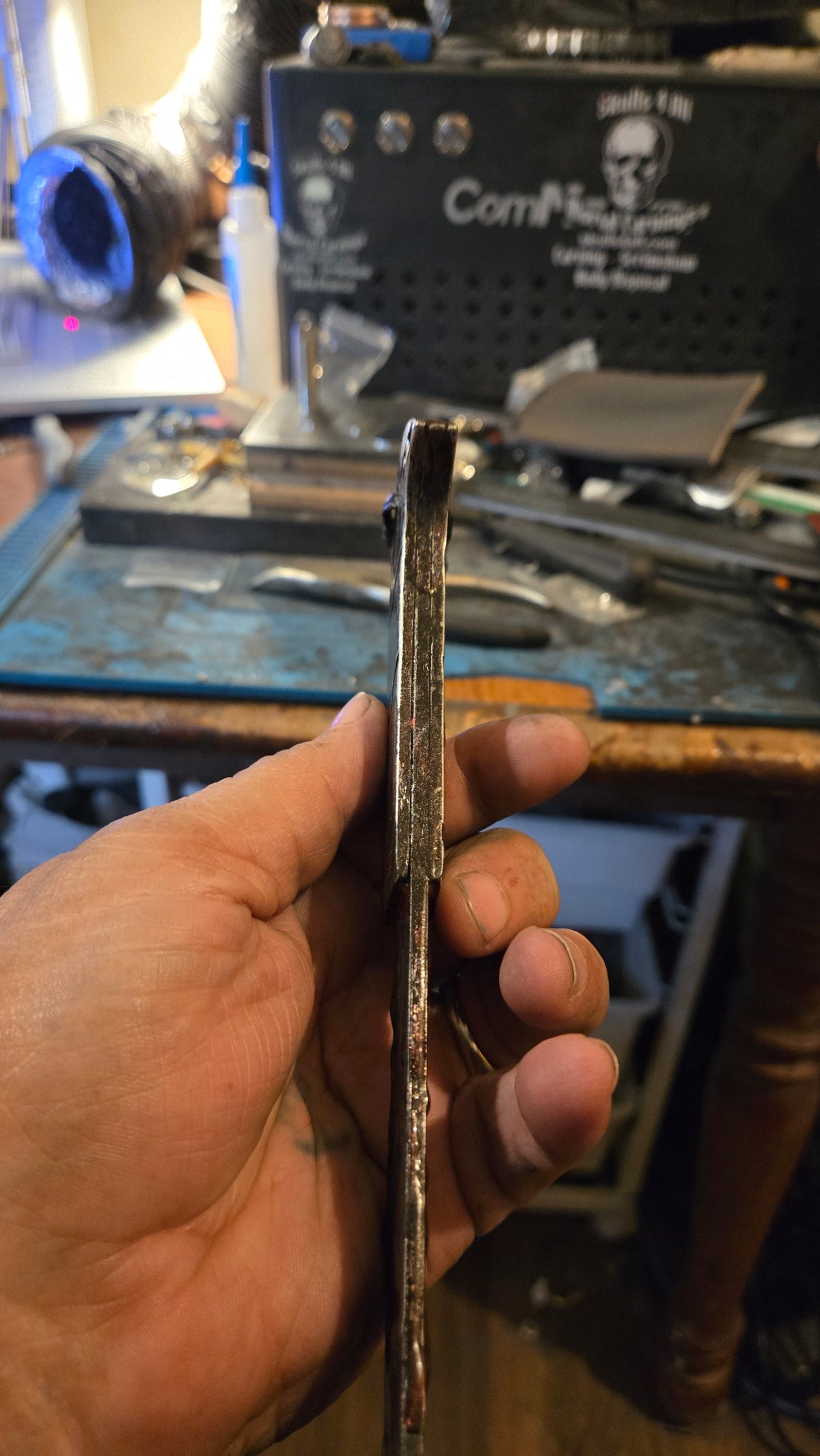 HELLRAISER INSPIRED BLOODY PINHEAD HOOKED SAW BLADE – HANDMADE HORROR DISPLAY PIECE