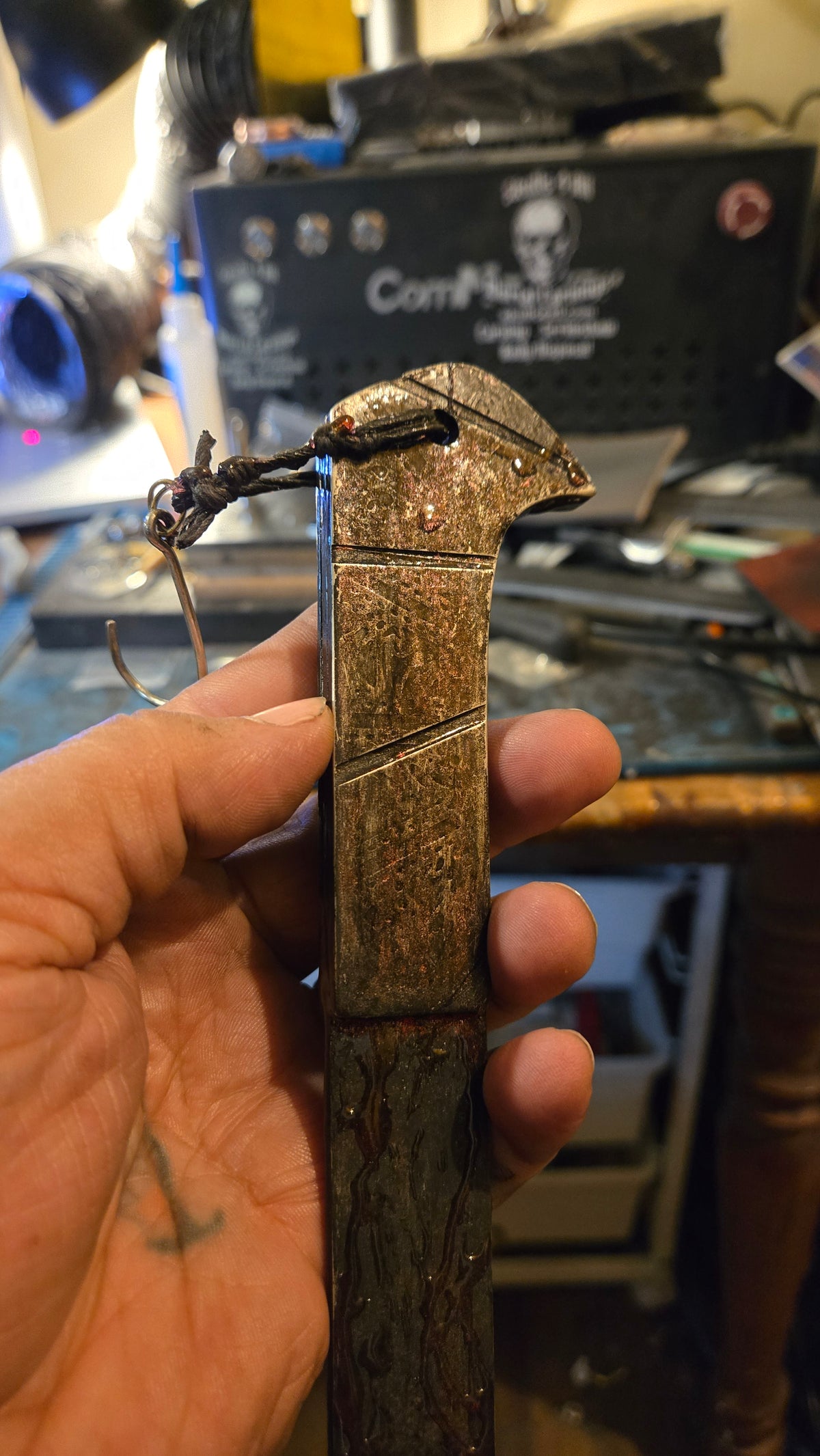 HELLRAISER INSPIRED BLOODY PINHEAD HOOKED SAW BLADE – HANDMADE HORROR DISPLAY PIECE