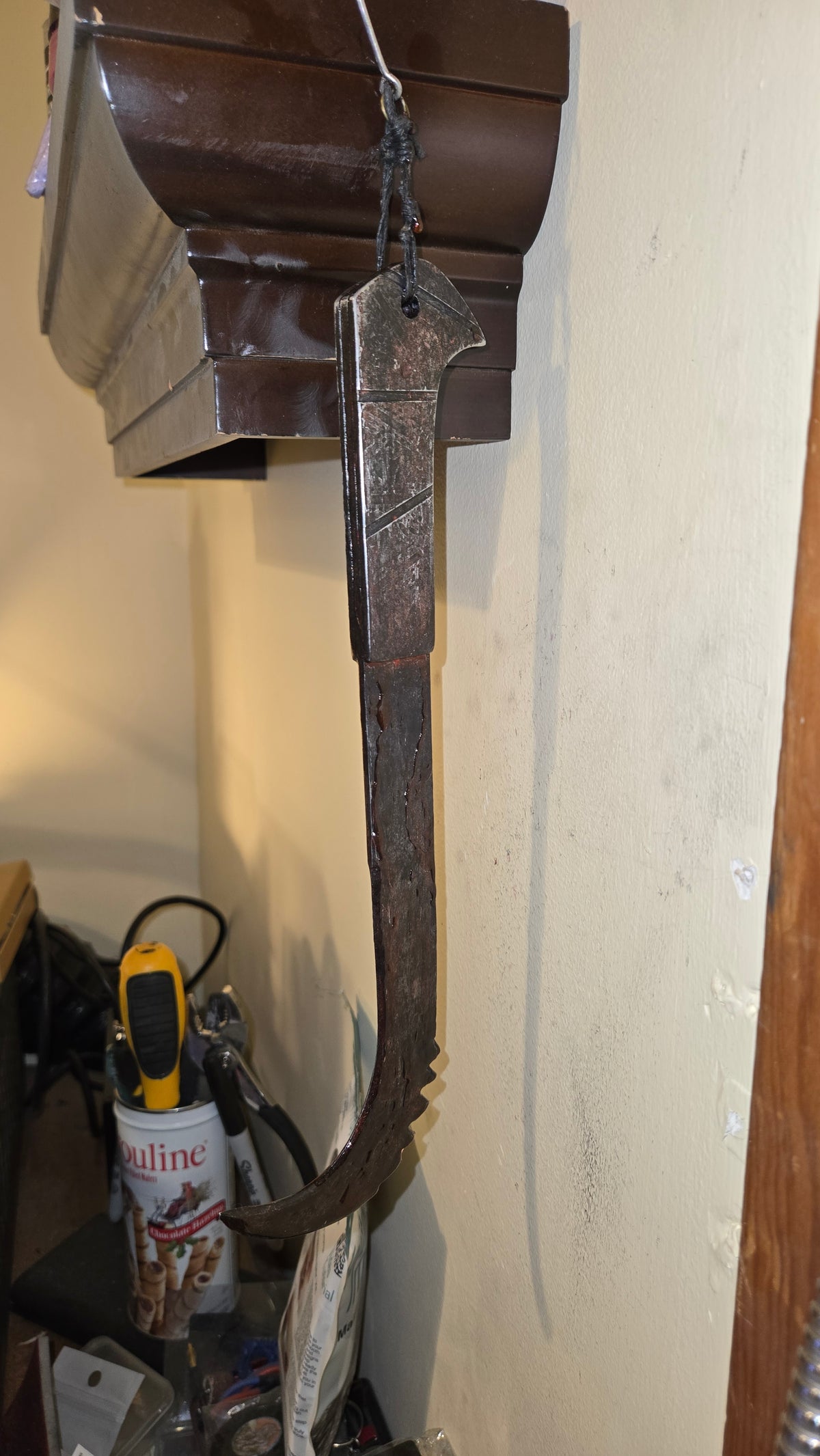 HELLRAISER INSPIRED BLOODY PINHEAD HOOKED SAW BLADE – HANDMADE HORROR DISPLAY PIECE