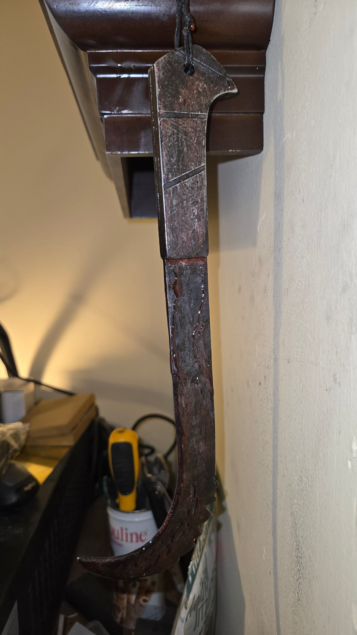 HELLRAISER INSPIRED BLOODY PINHEAD HOOKED SAW BLADE – HANDMADE HORROR DISPLAY PIECE