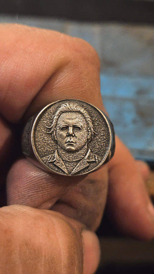 Michael Myers “The Shape” Signet Ring – Deep Engraved Horror Ring