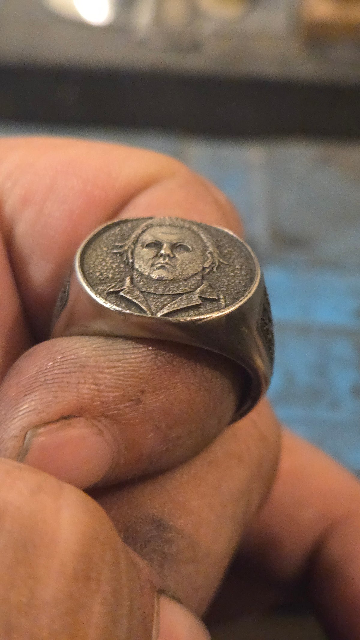 Michael Myers “The Shape” Signet Ring – Deep Engraved Horror Ring