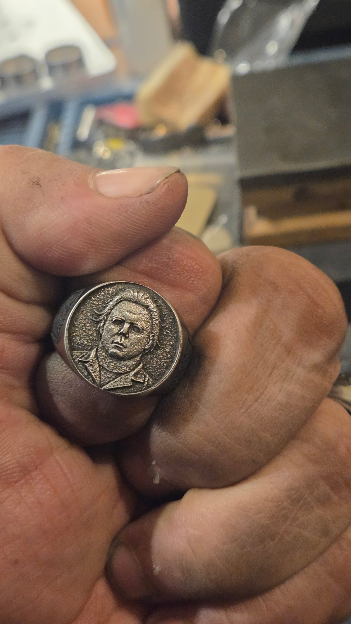 Michael Myers “The Shape” Signet Ring – Deep Engraved Horror Ring