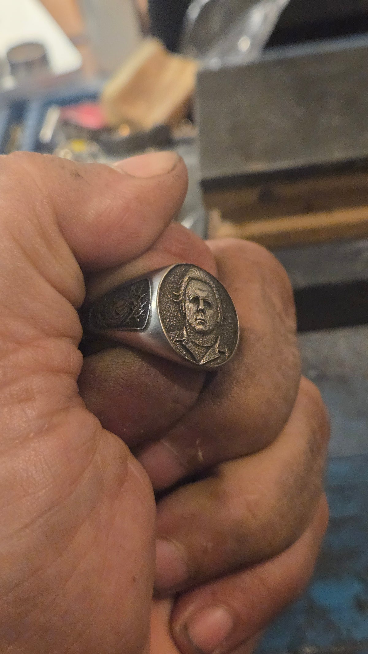 Michael Myers “The Shape” Signet Ring – Deep Engraved Horror Ring