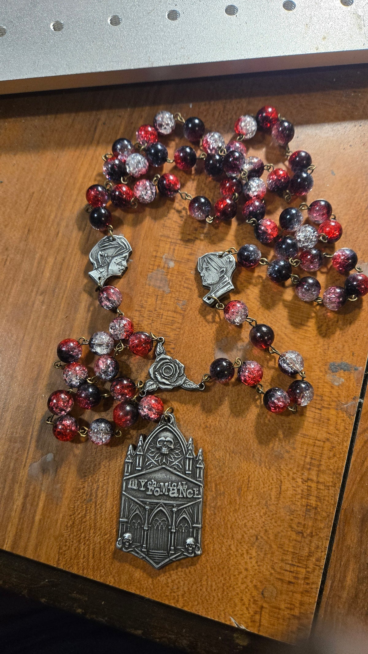 Handmade My Chemical Romance Gothic Rosary Necklace – One-of-a-Kind Wearable Art