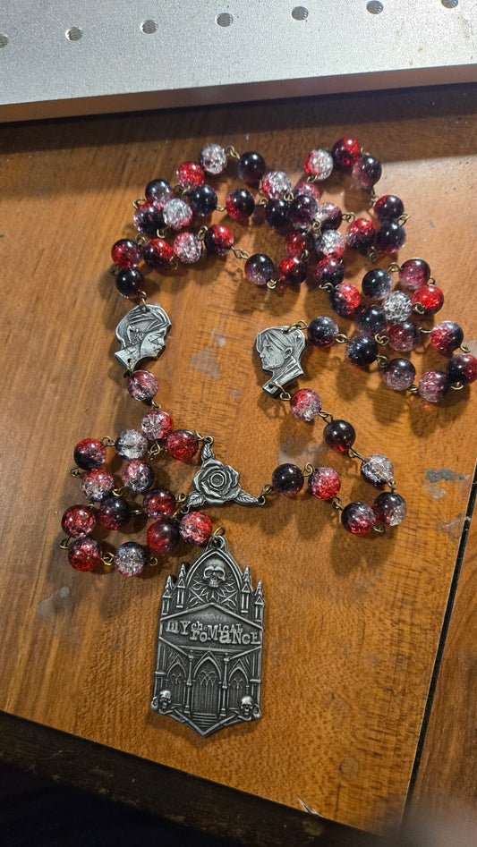 Handmade My Chemical Romance Gothic Rosary Necklace – One-of-a-Kind Wearable Art