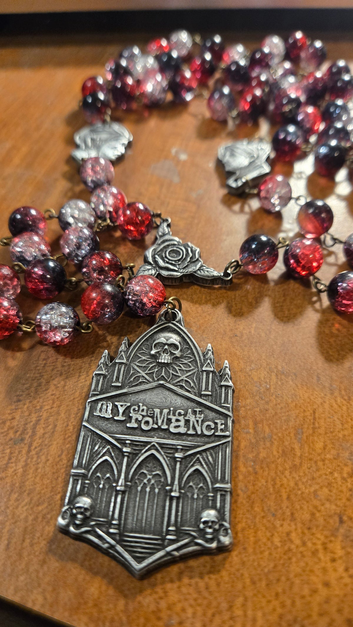 Handmade My Chemical Romance Gothic Rosary Necklace – One-of-a-Kind Wearable Art