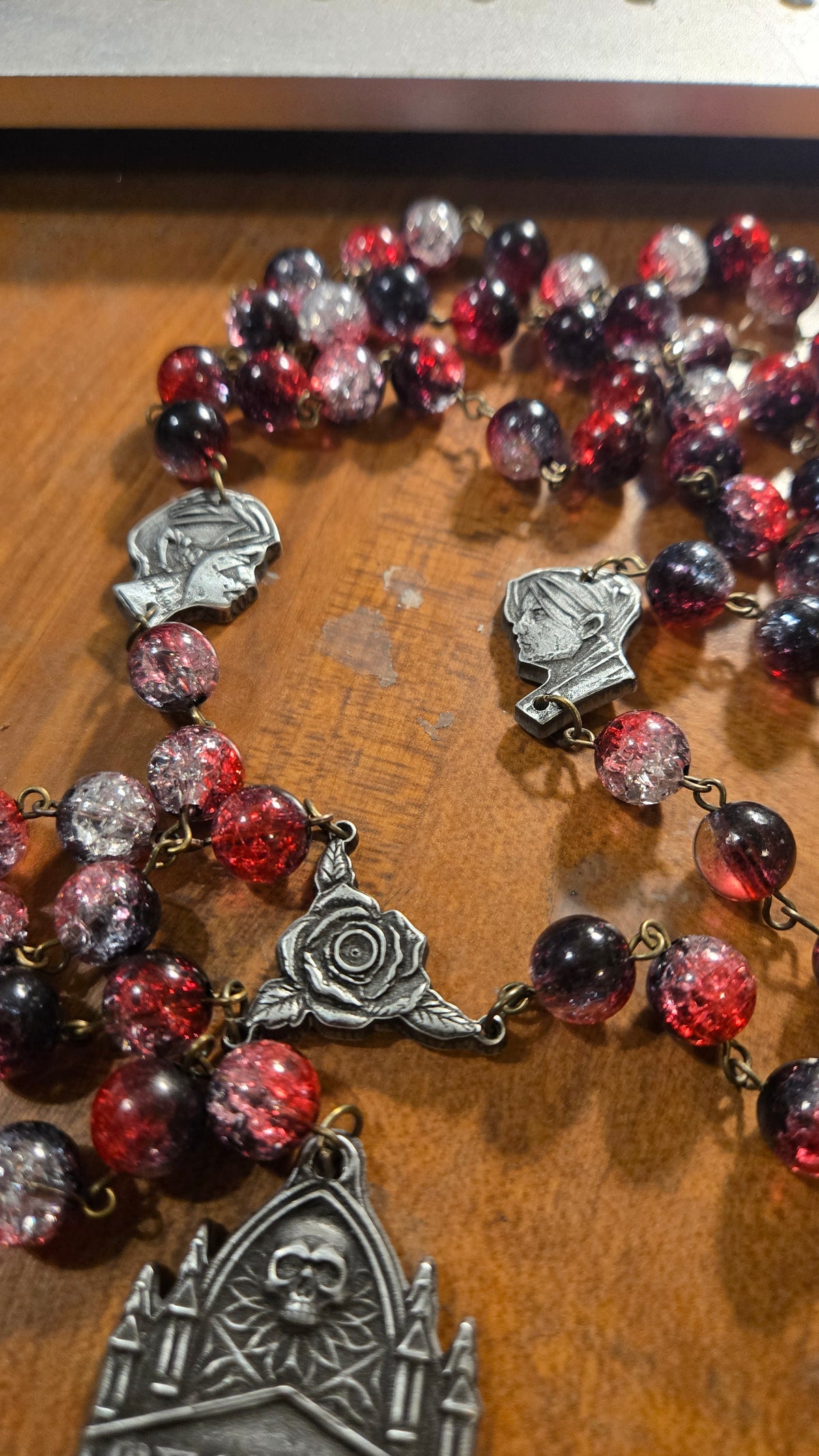 Handmade My Chemical Romance Gothic Rosary Necklace – One-of-a-Kind Wearable Art