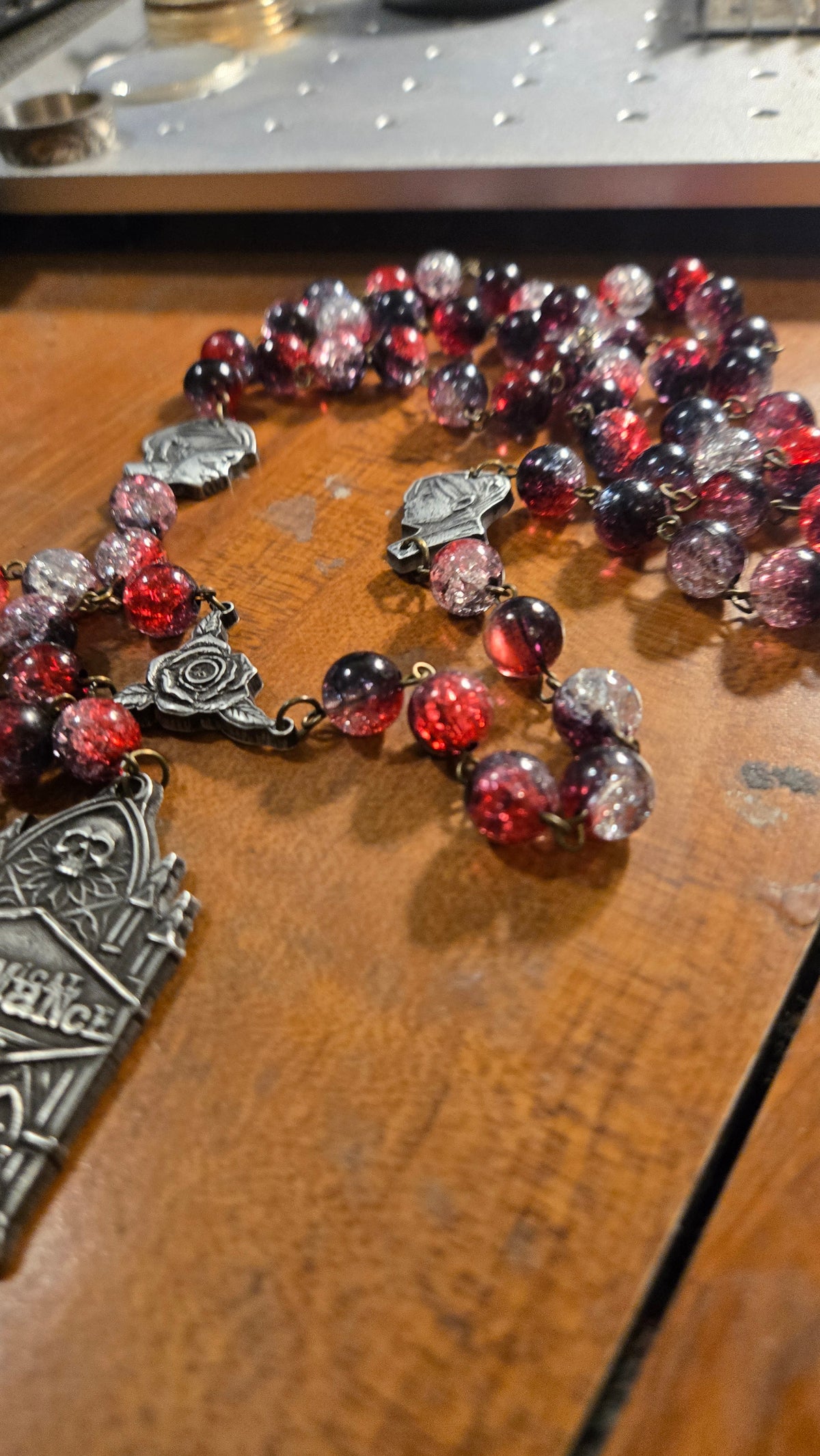 Handmade My Chemical Romance Gothic Rosary Necklace – One-of-a-Kind Wearable Art
