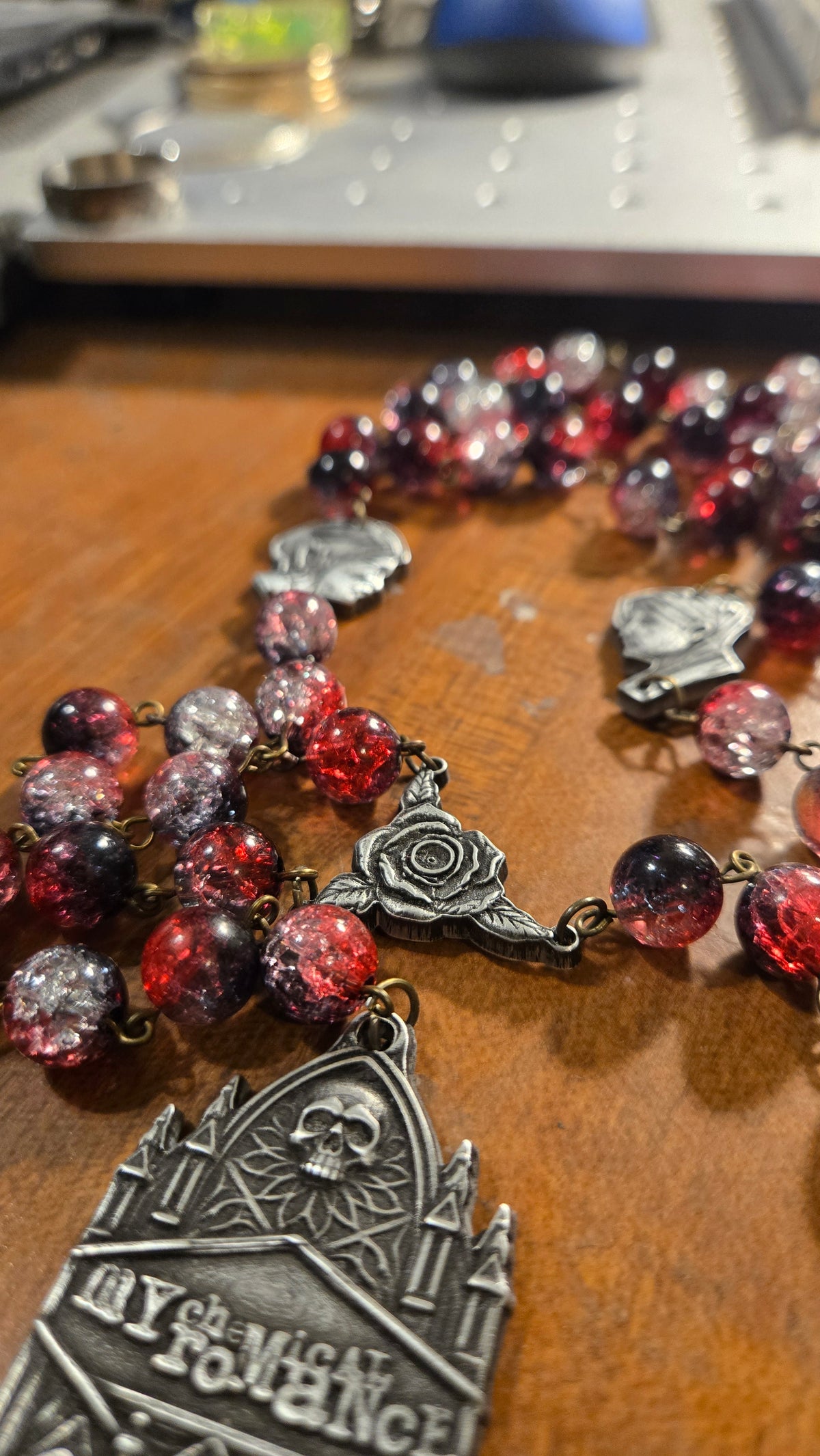 Handmade My Chemical Romance Gothic Rosary Necklace – One-of-a-Kind Wearable Art