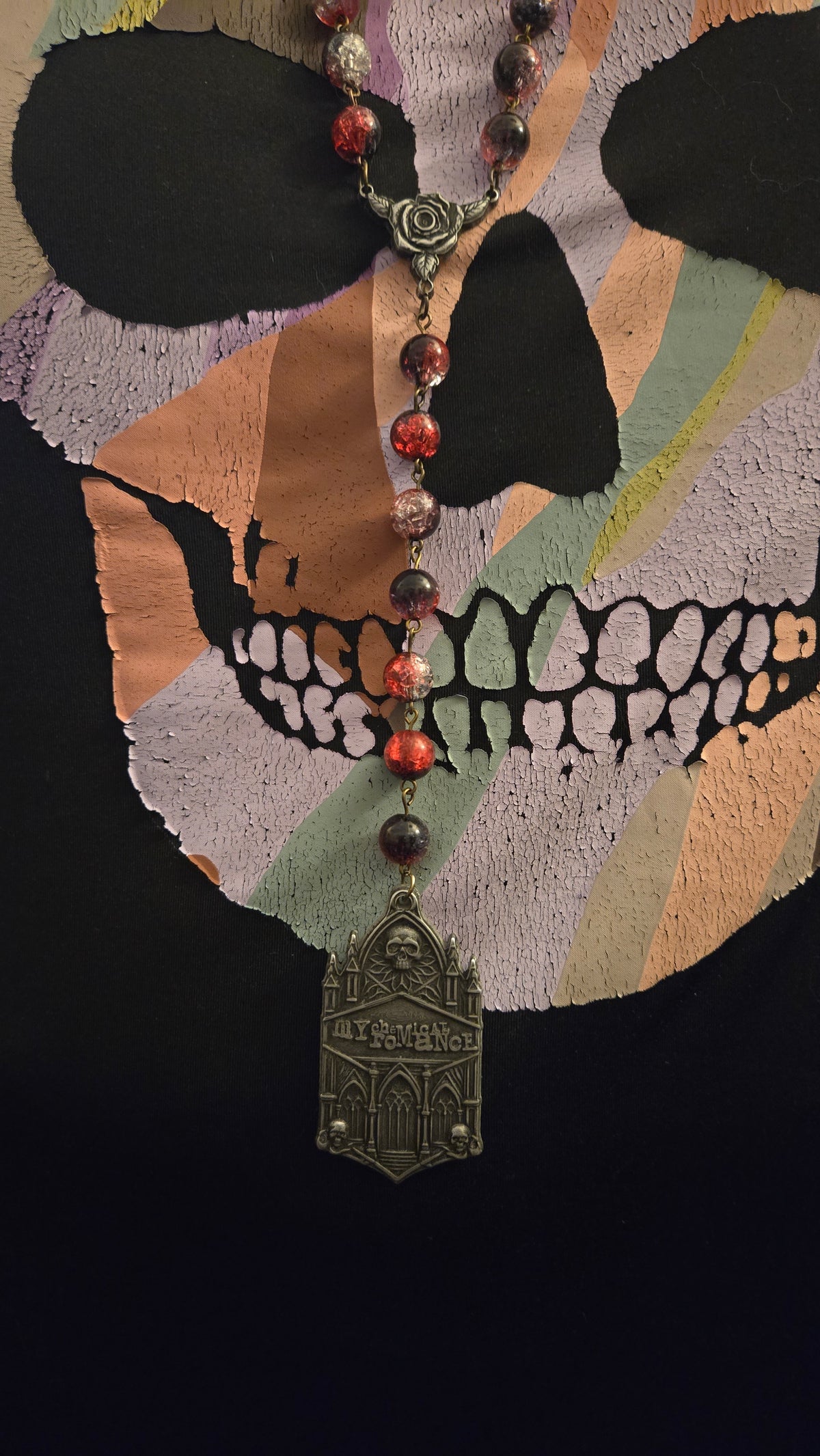 Handmade My Chemical Romance Gothic Rosary Necklace – One-of-a-Kind Wearable Art