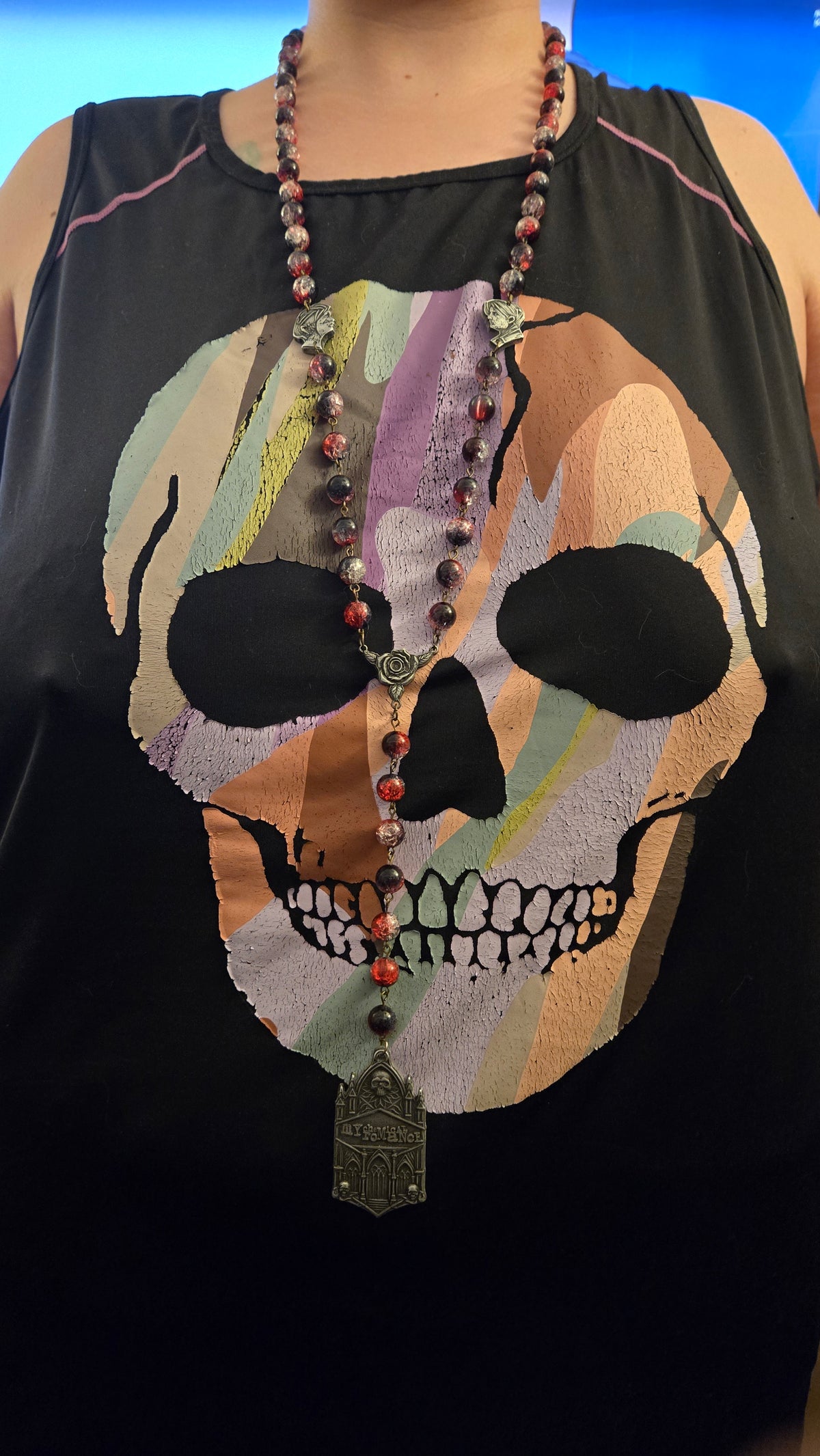 Handmade My Chemical Romance Gothic Rosary Necklace – One-of-a-Kind Wearable Art